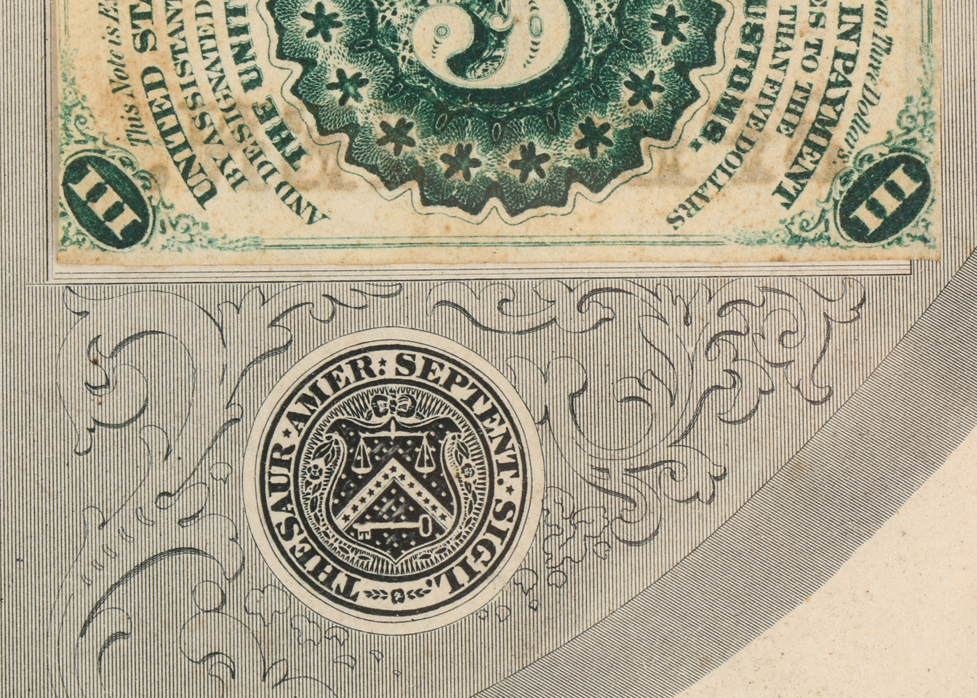 Gray Fractional Currency Shield (Fr. 1382), c. 1866-1869