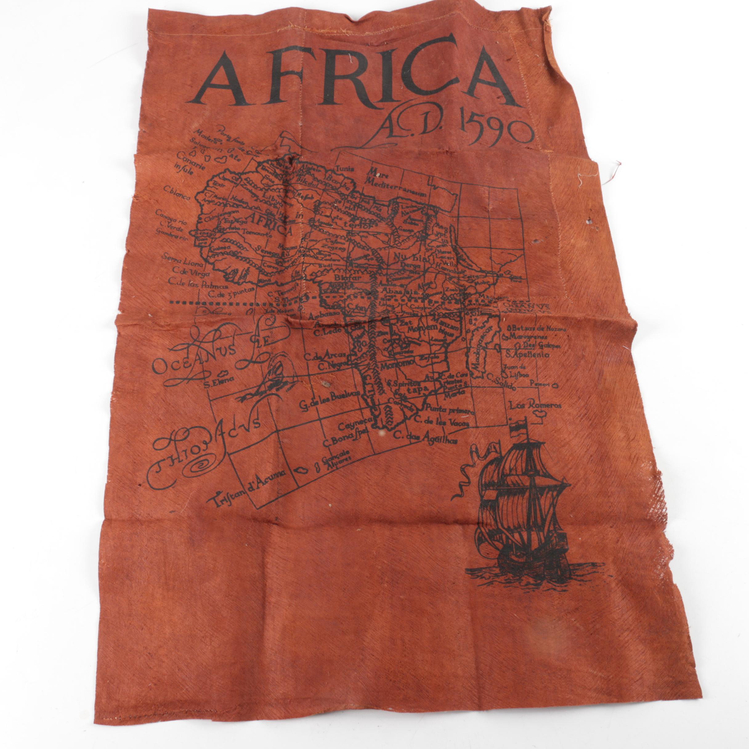 Barkcloth Map of 1590 Africa