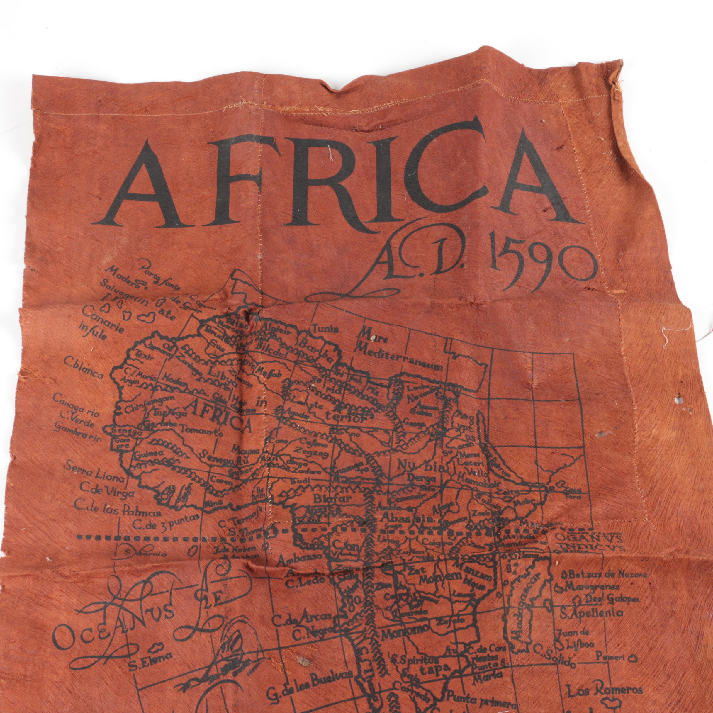 Barkcloth Map of 1590 Africa