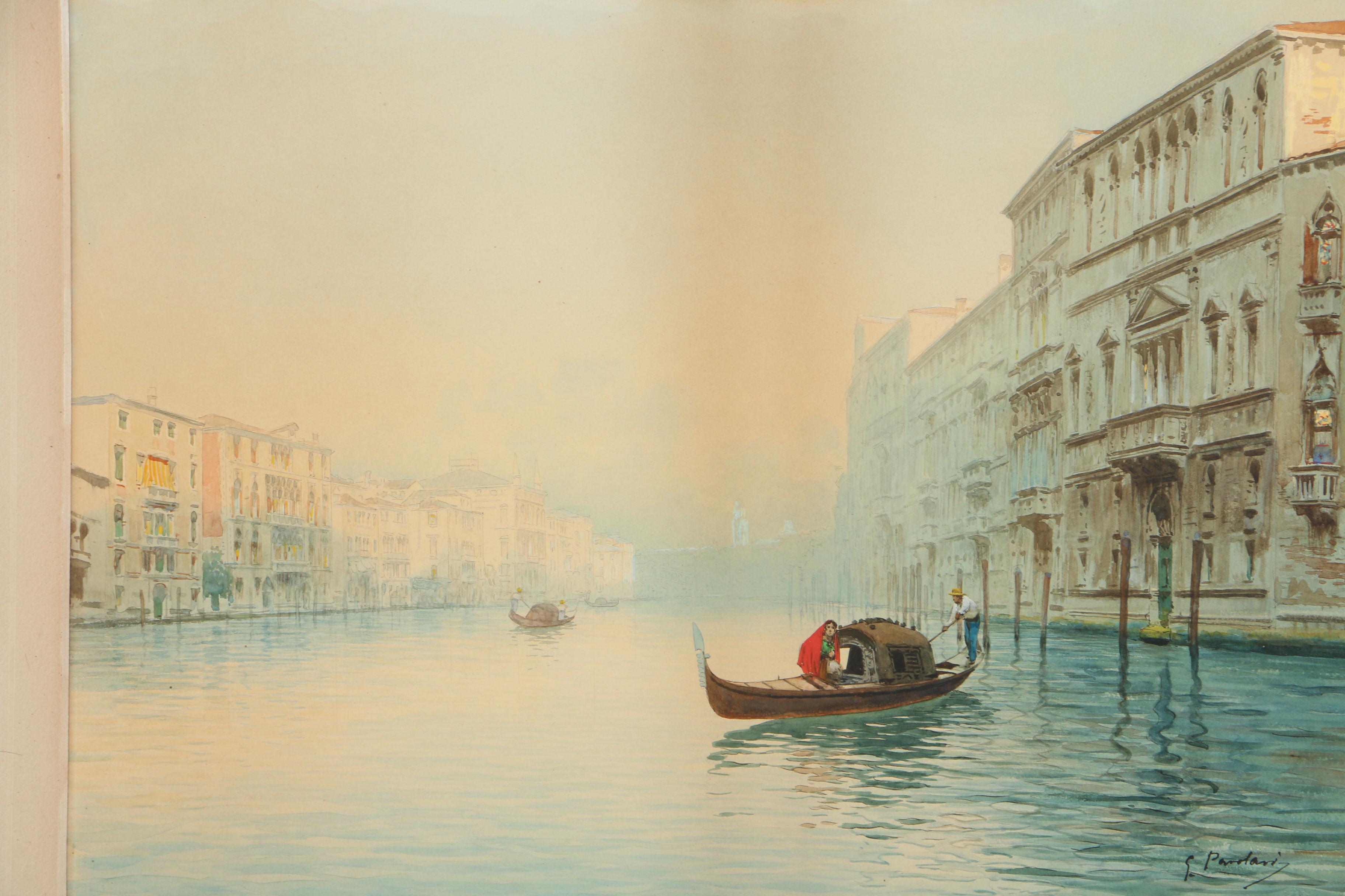 G. Parolari Watercolor Painting of a Venetian Canal