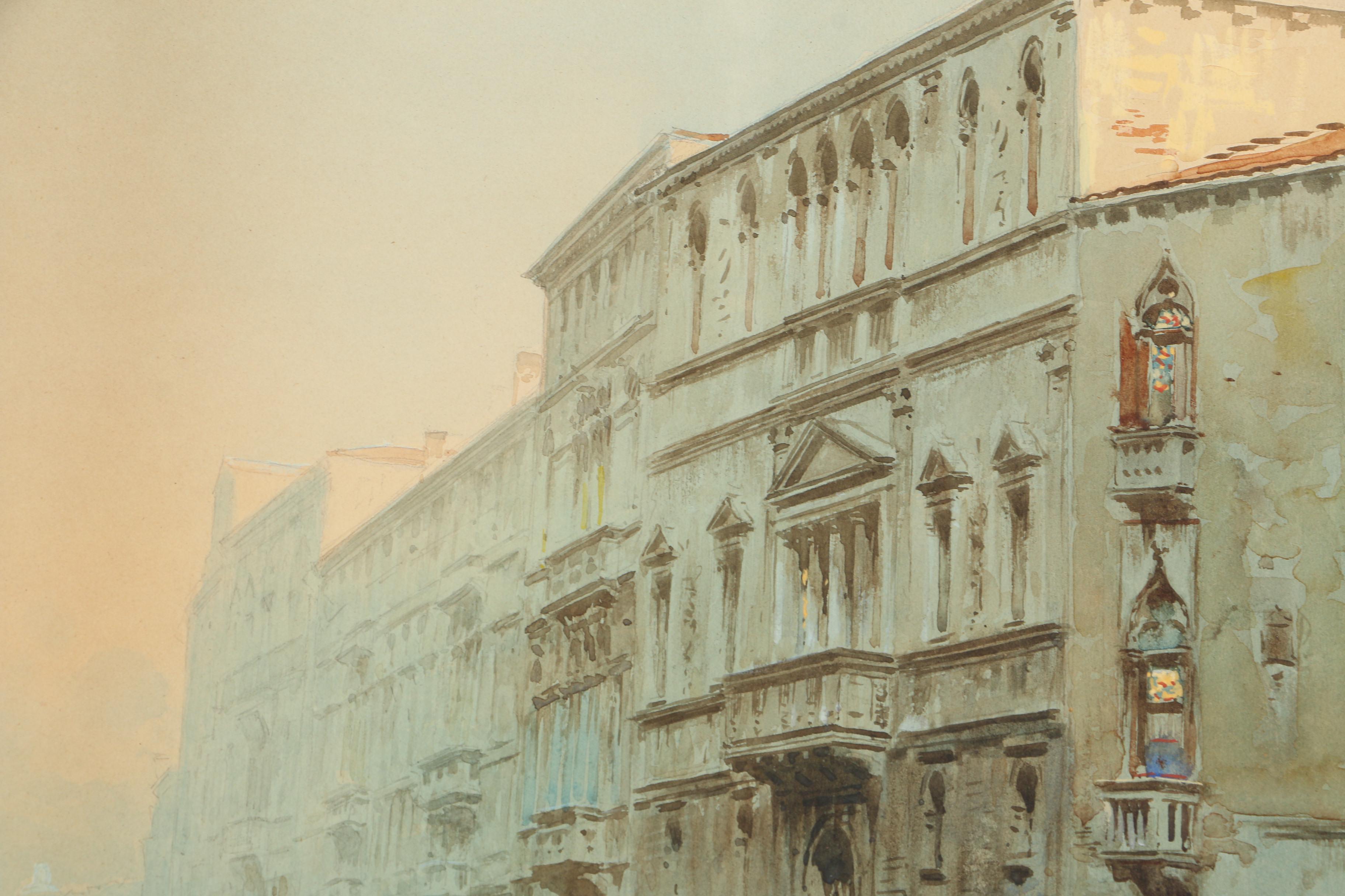 G. Parolari Watercolor Painting of a Venetian Canal