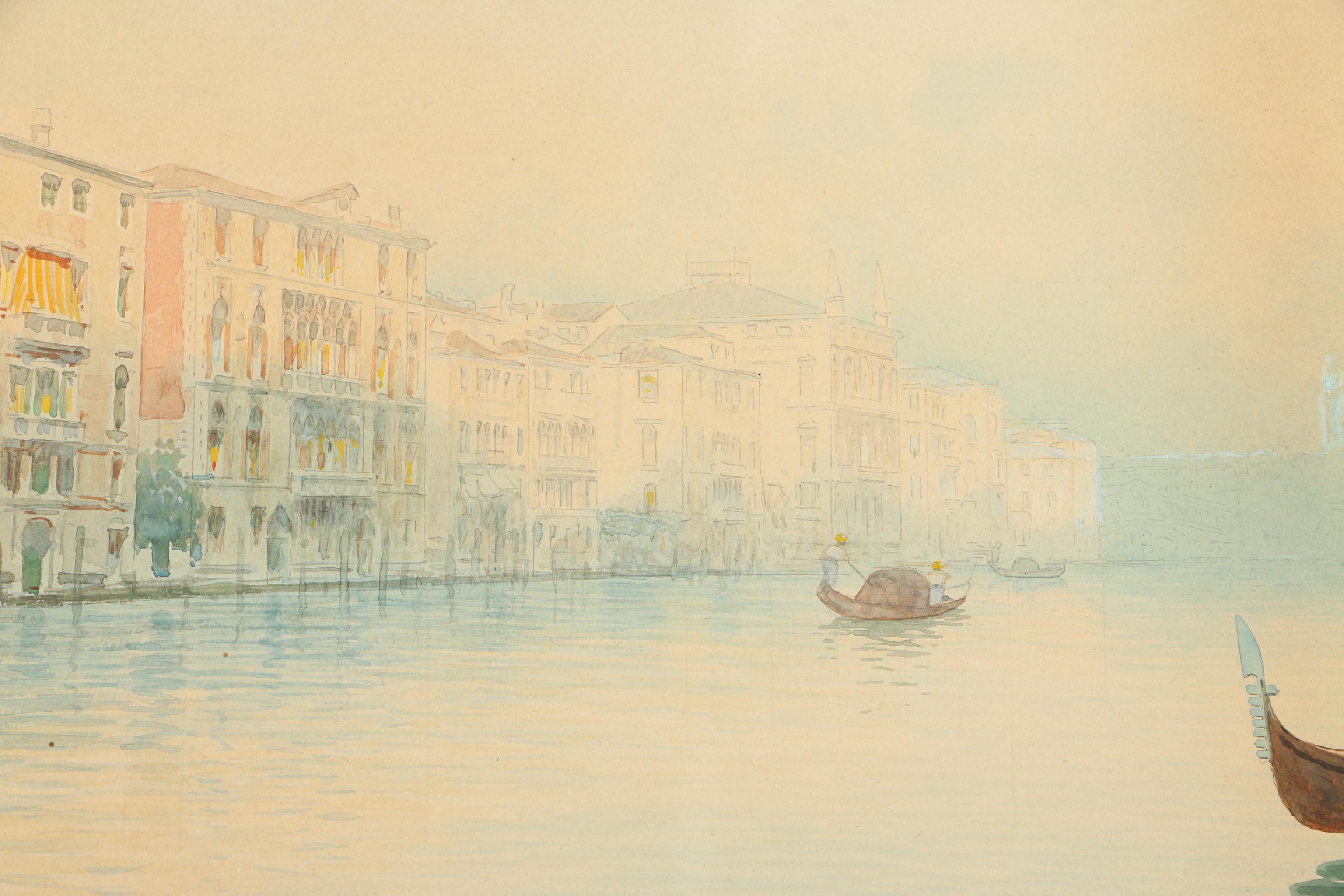 G. Parolari Watercolor Painting of a Venetian Canal