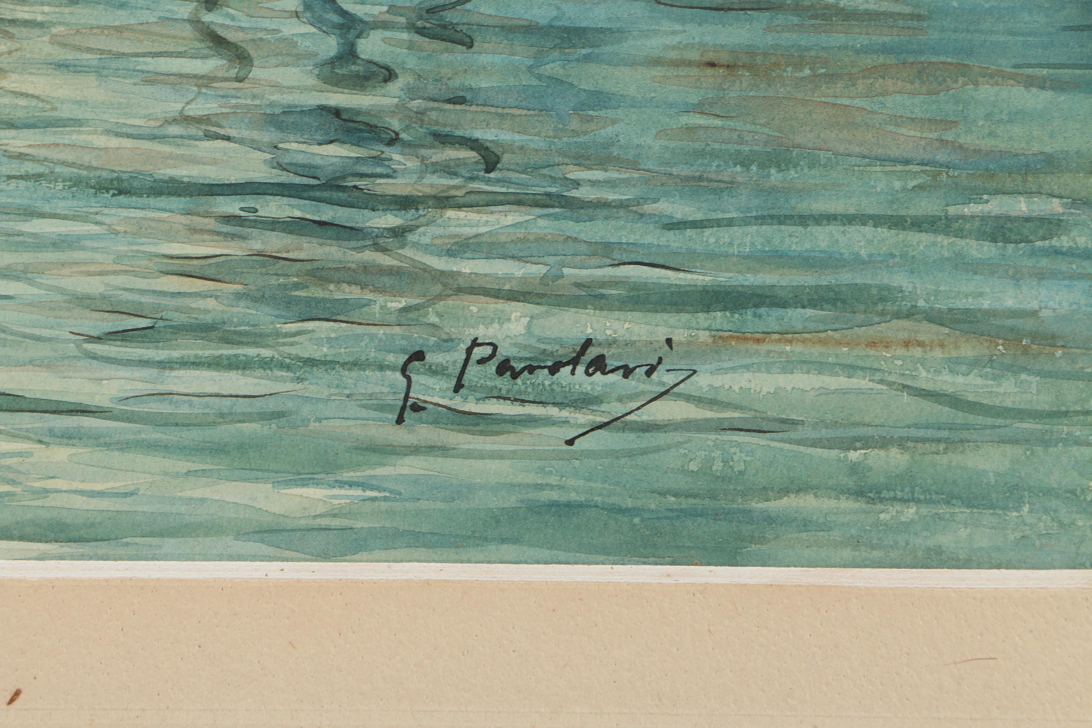 G. Parolari Watercolor Painting of a Venetian Canal