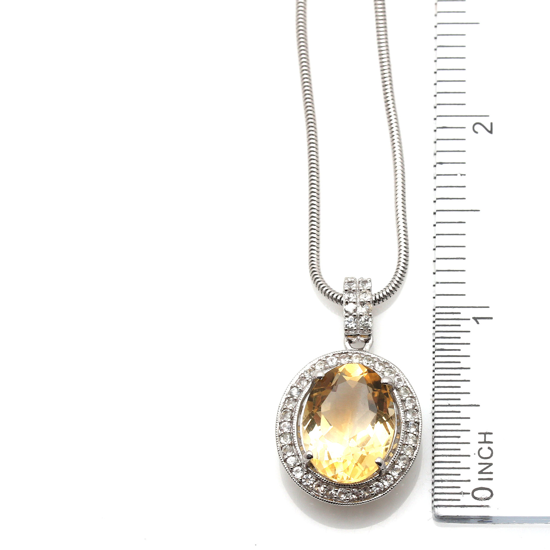 Orianne Sterling Silver Citrine and White Topaz Ring and Necklace