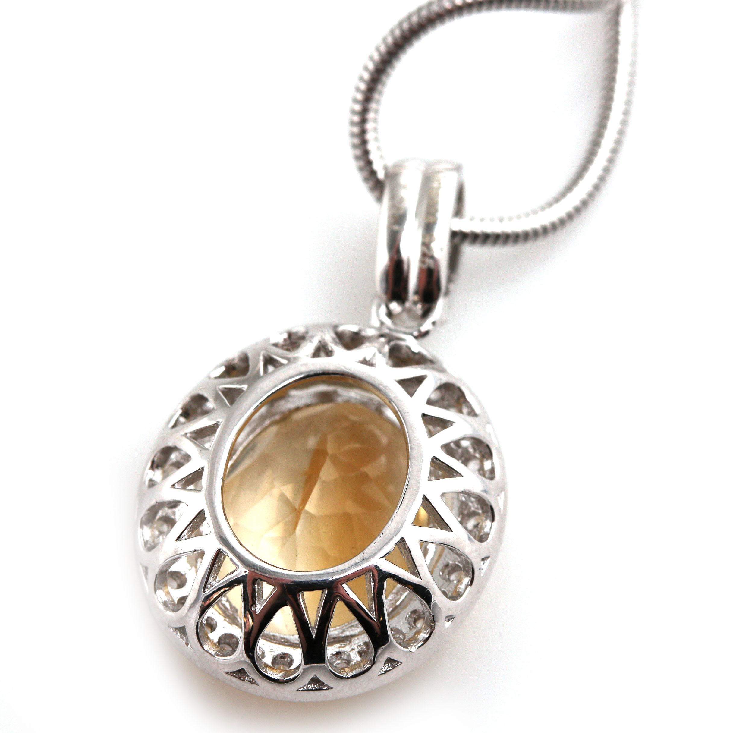 Orianne Sterling Silver Citrine and White Topaz Ring and Necklace