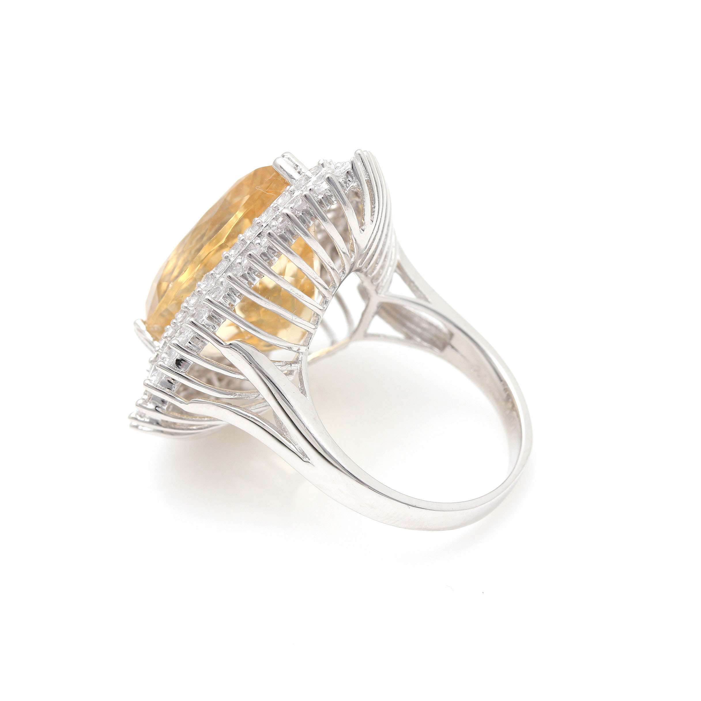 Orianne Sterling Silver Citrine and White Topaz Ring and Necklace