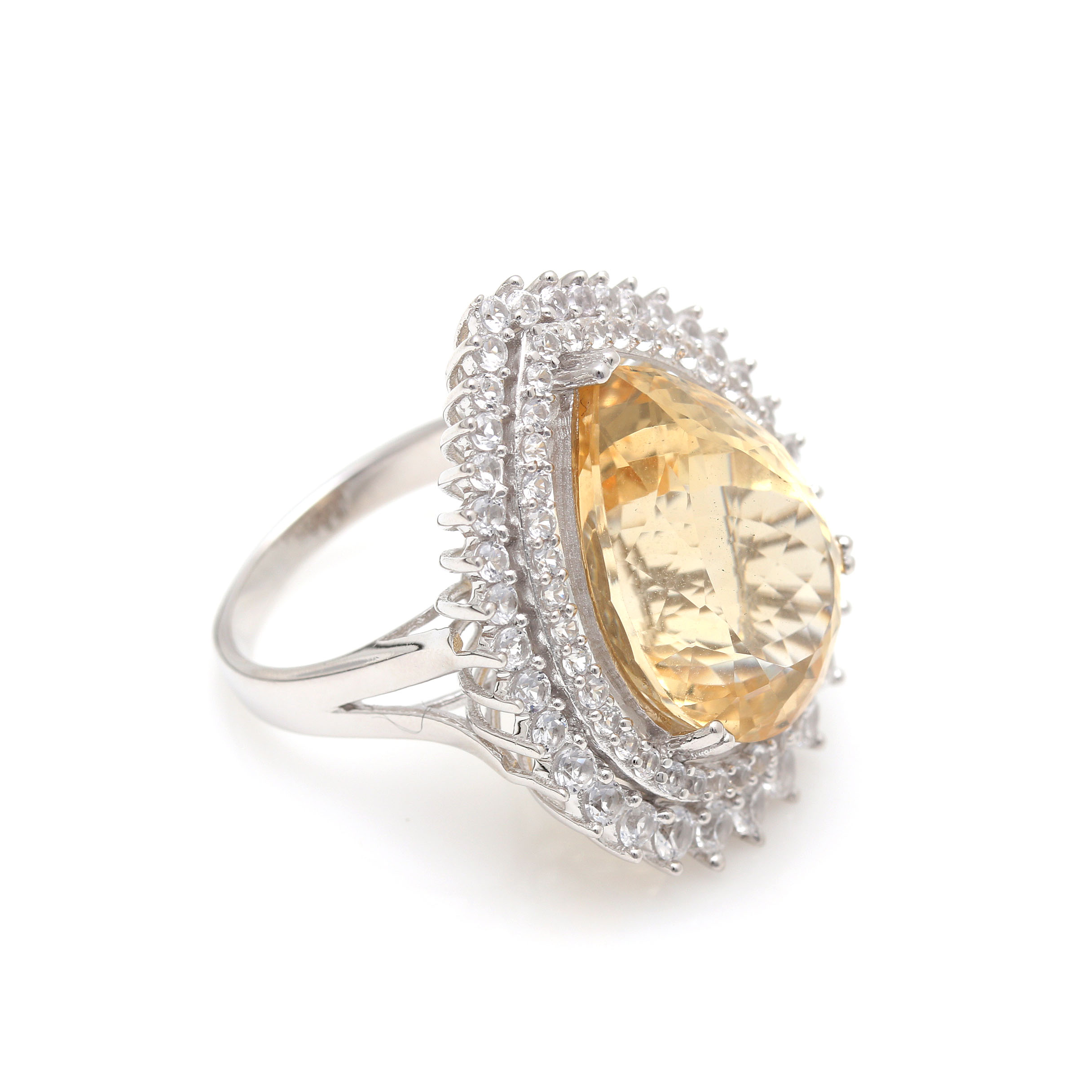 Orianne Sterling Silver Citrine and White Topaz Ring and Necklace