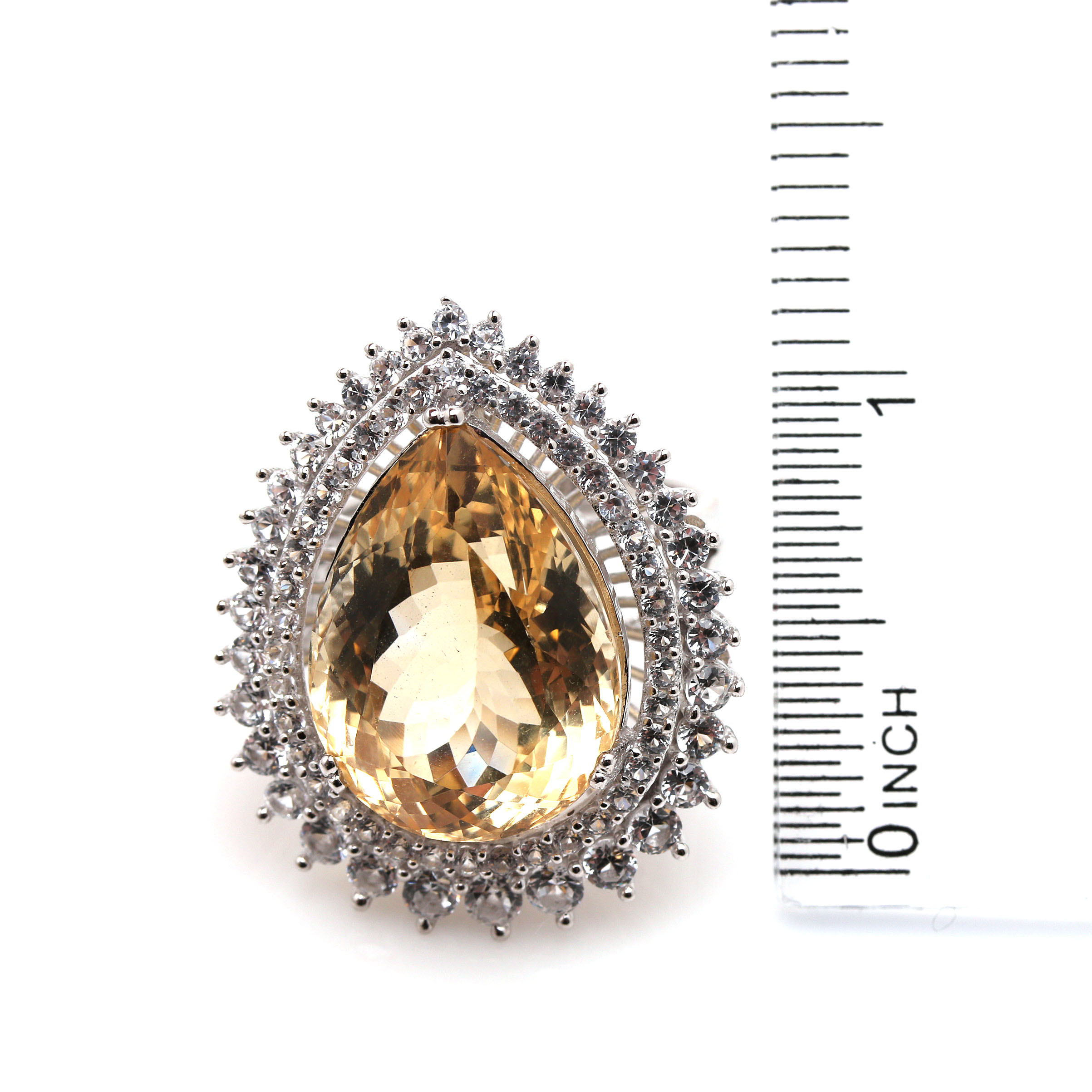 Orianne Sterling Silver Citrine and White Topaz Ring and Necklace