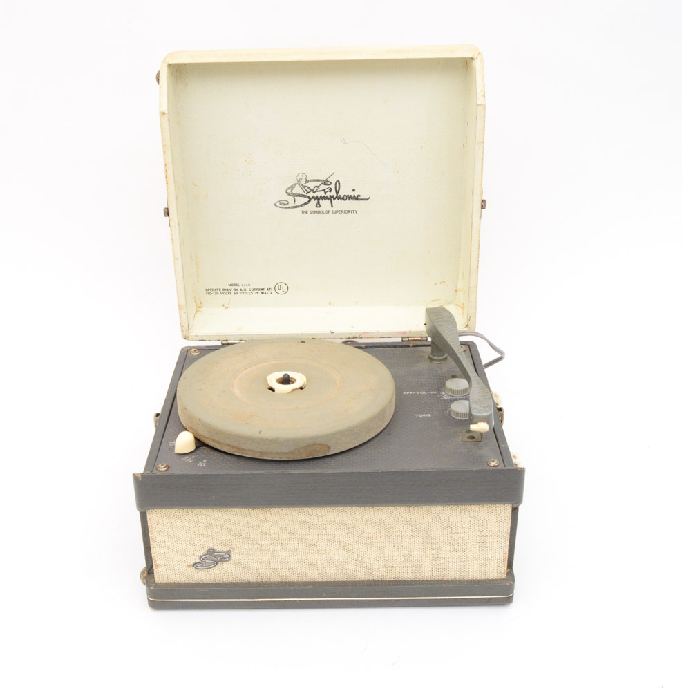 Vintage Symphonic Four-Speed Portable Record Player Model 1115