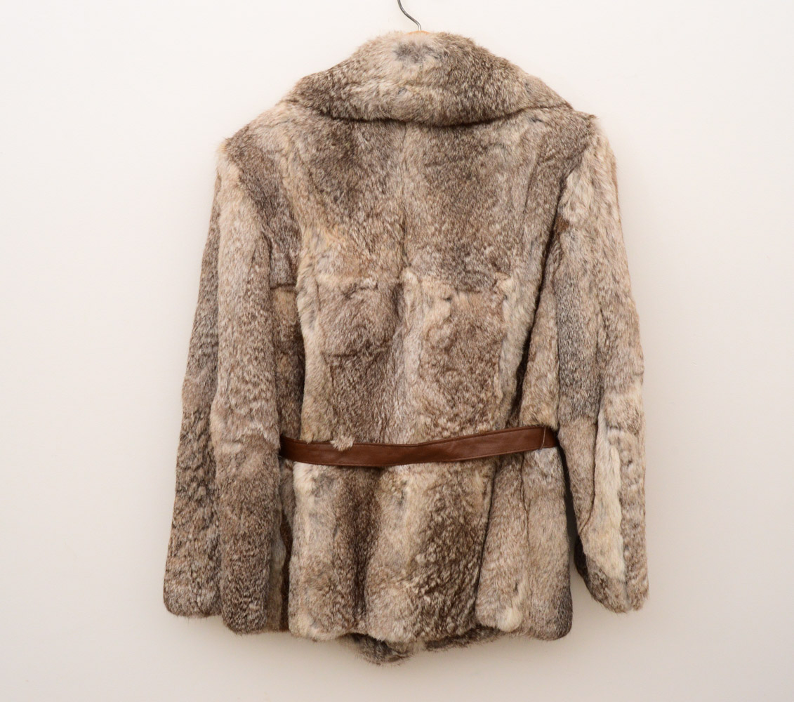 Vintage Mademoiselle Rabbit Fur Coat with Andrea Fox Trimmed Wool Coat