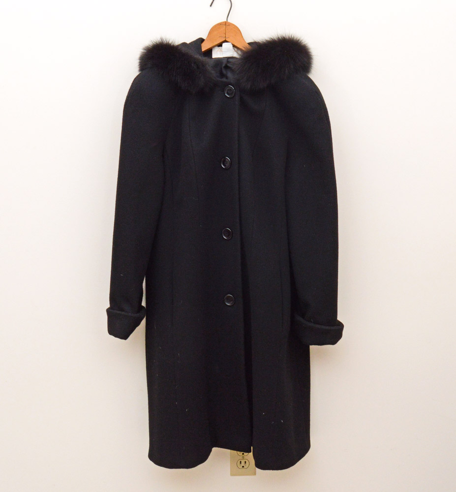 Vintage Mademoiselle Rabbit Fur Coat with Andrea Fox Trimmed Wool Coat