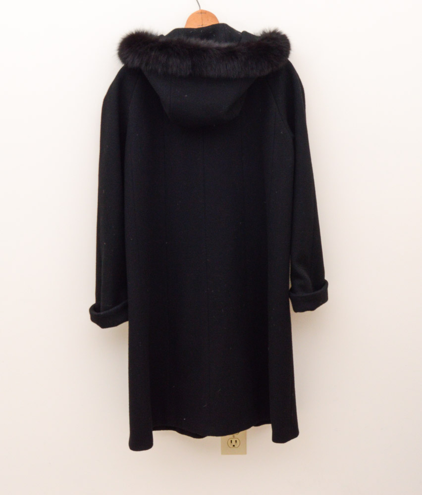 Vintage Mademoiselle Rabbit Fur Coat with Andrea Fox Trimmed Wool Coat