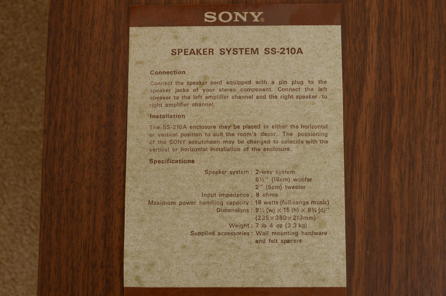 Sony Stereo Music System HP-210A Turntable with Sony SS-210A Speakers