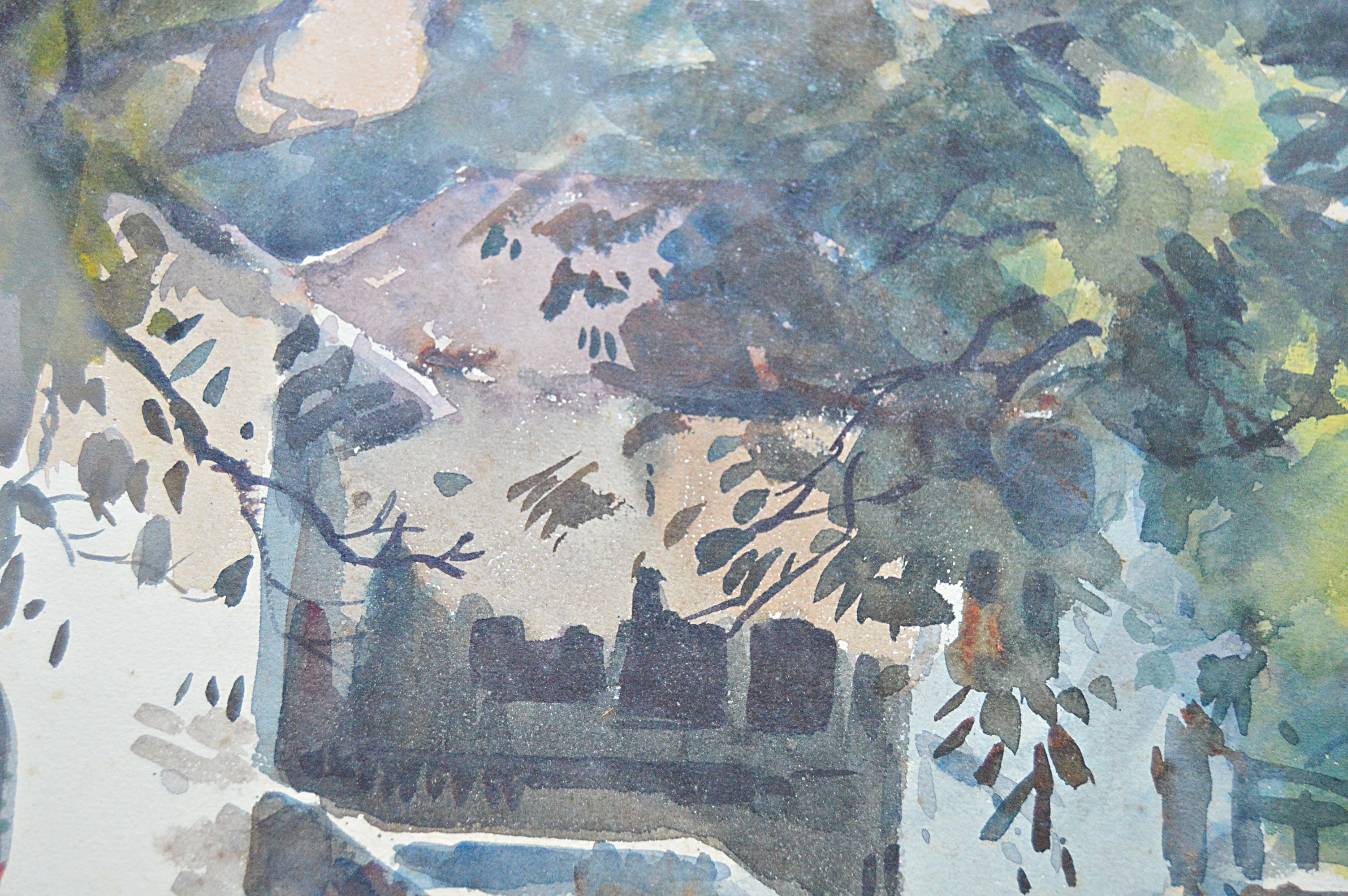 Gideon Devapriam Thyaga Raj Original Signed Watercolor on Paper Streetscape