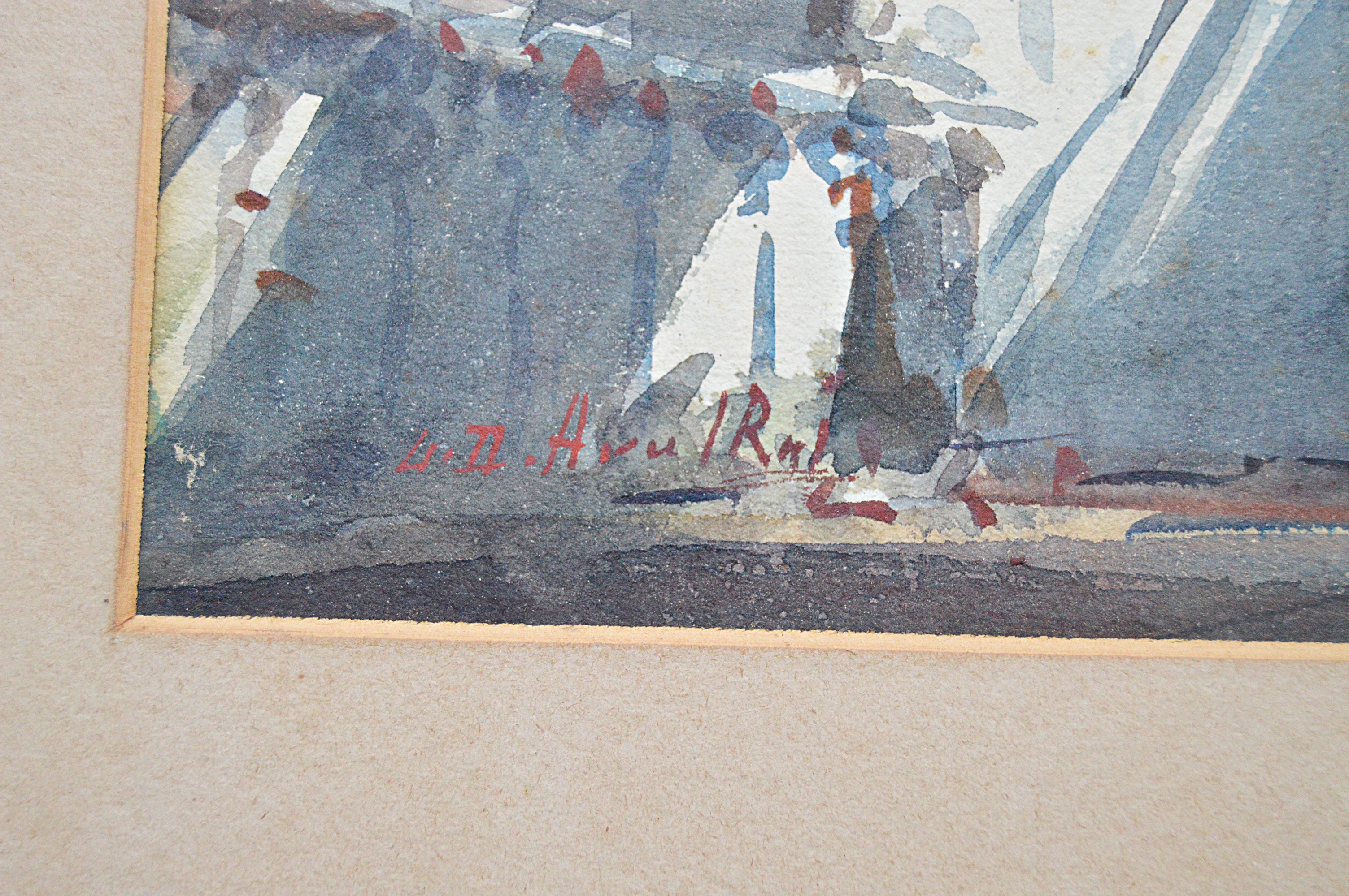 Gideon Devapriam Thyaga Raj Original Signed Watercolor on Paper Streetscape