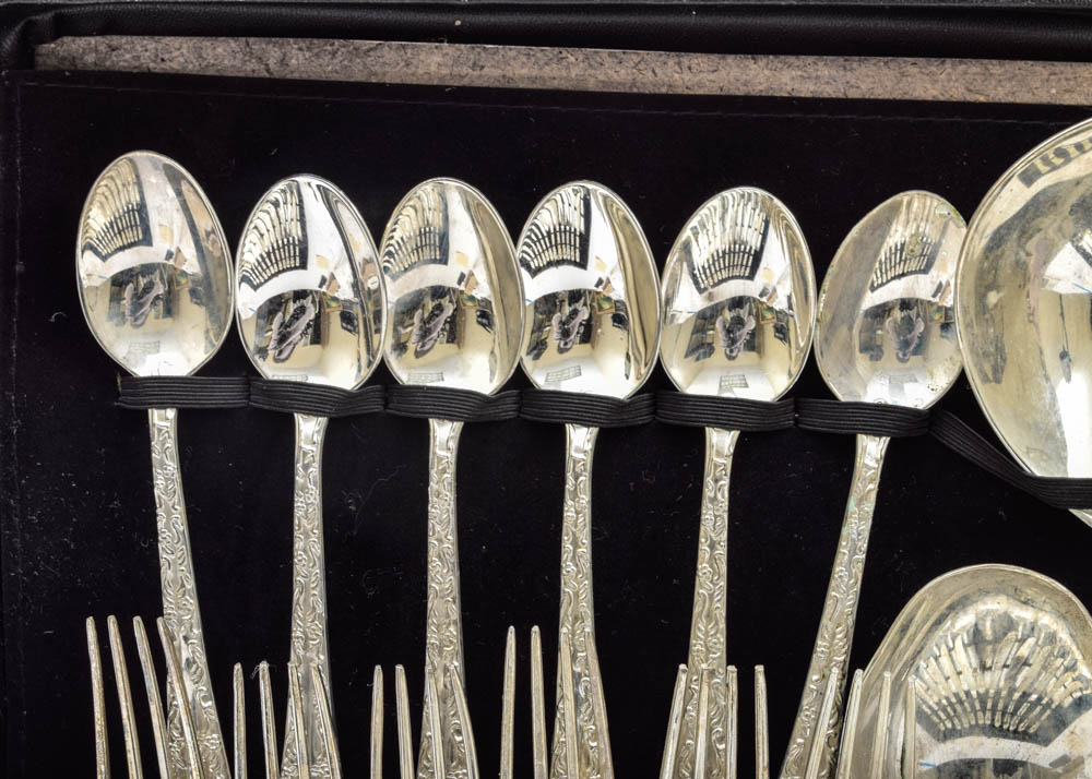 Wm Rogers & Son "Enchanted Rose" Plated Silver Flatware Set