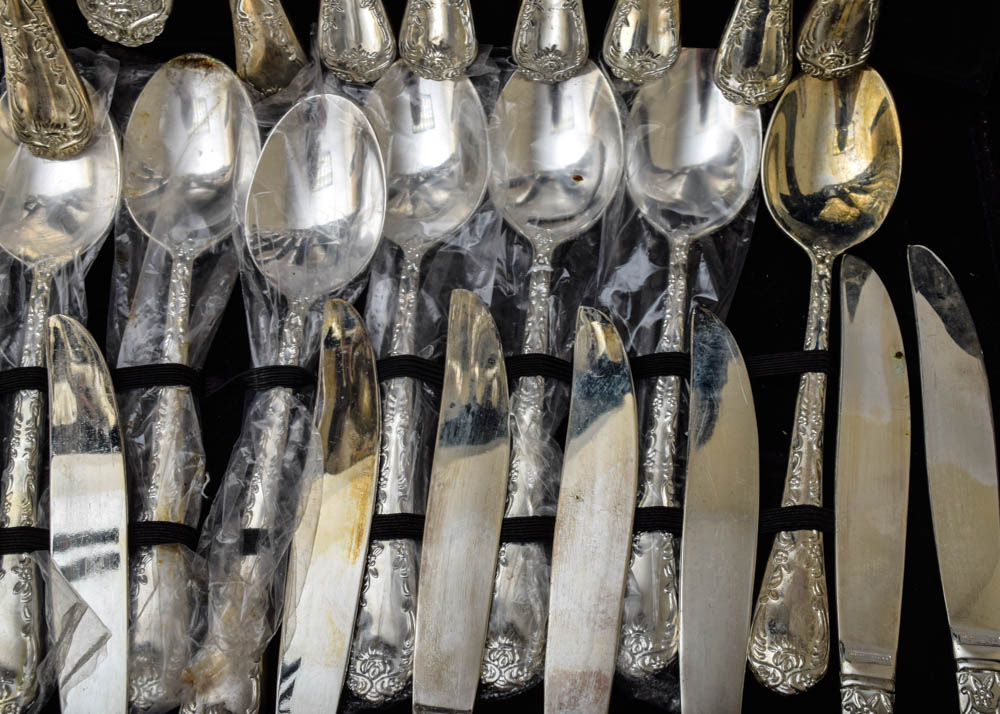 Wm Rogers & Son "Enchanted Rose" Plated Silver Flatware Set