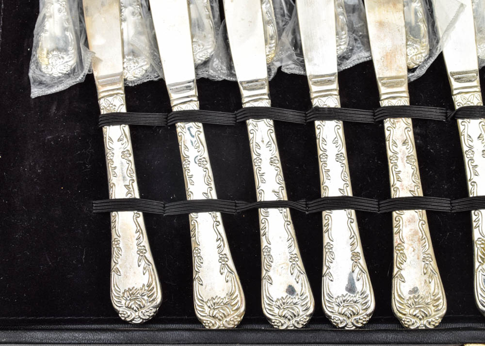 Wm Rogers & Son "Enchanted Rose" Plated Silver Flatware Set