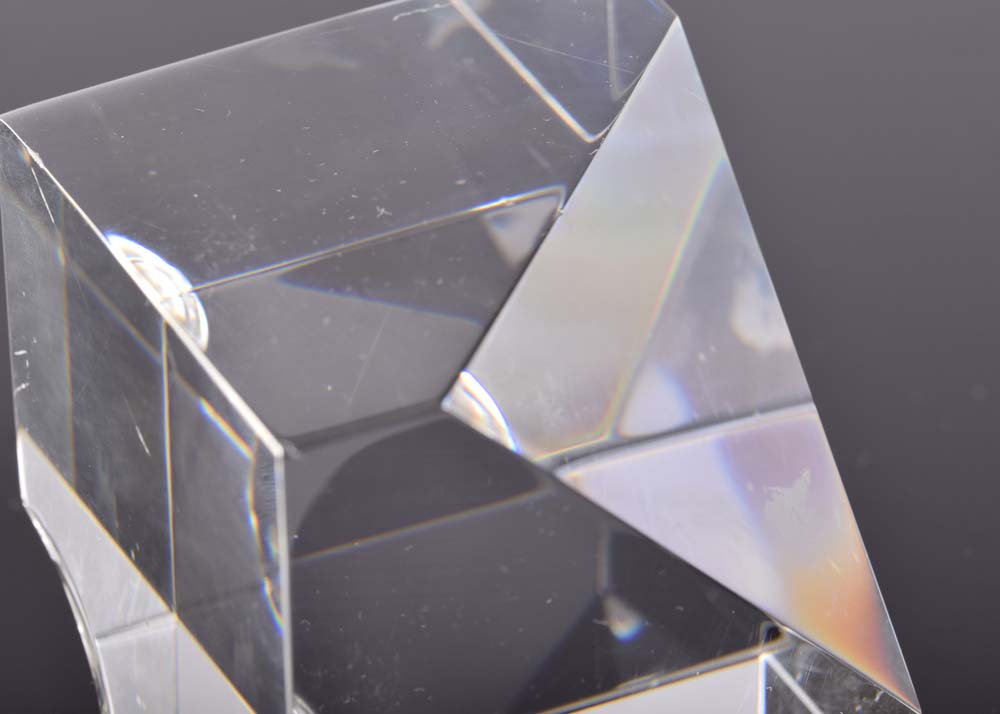 Steuben "Pyramid Block" Crystal Paperweight
