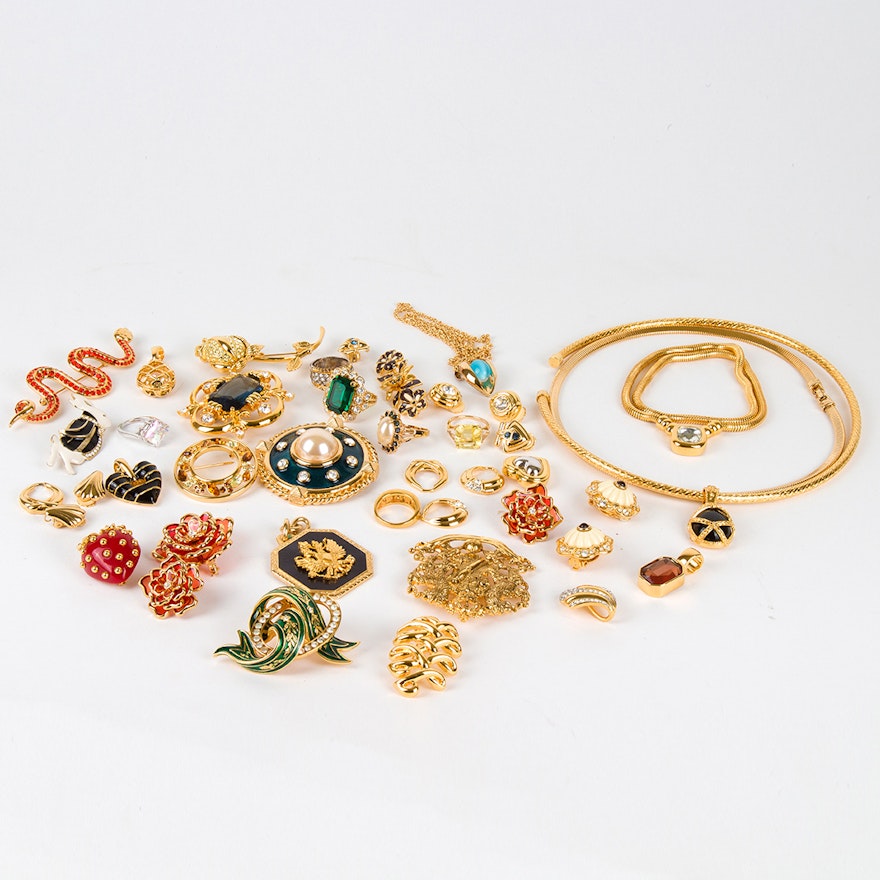 Gold Tone Jewelry Featuring Designer Kenneth Jay Lane and Joan Rivers
