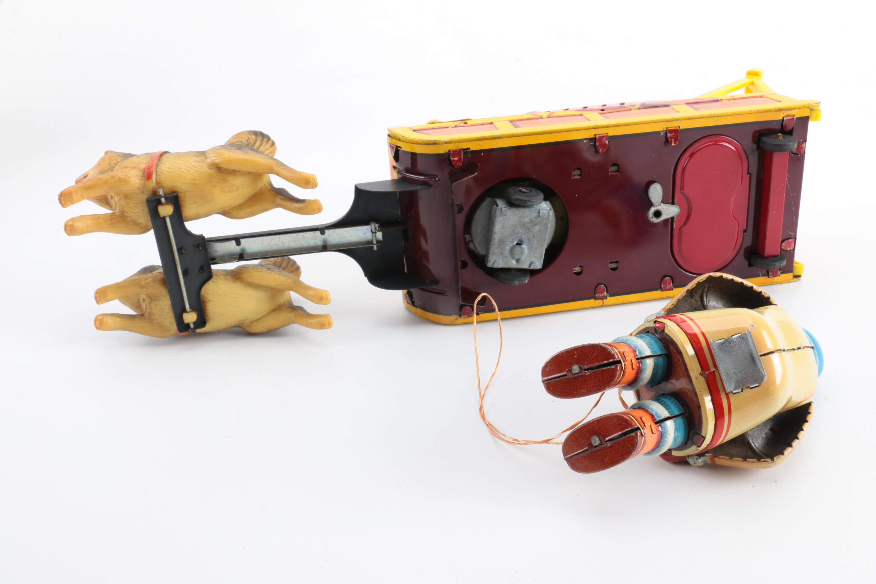 Four Vintage Japanese Metal Battery Operated Toys