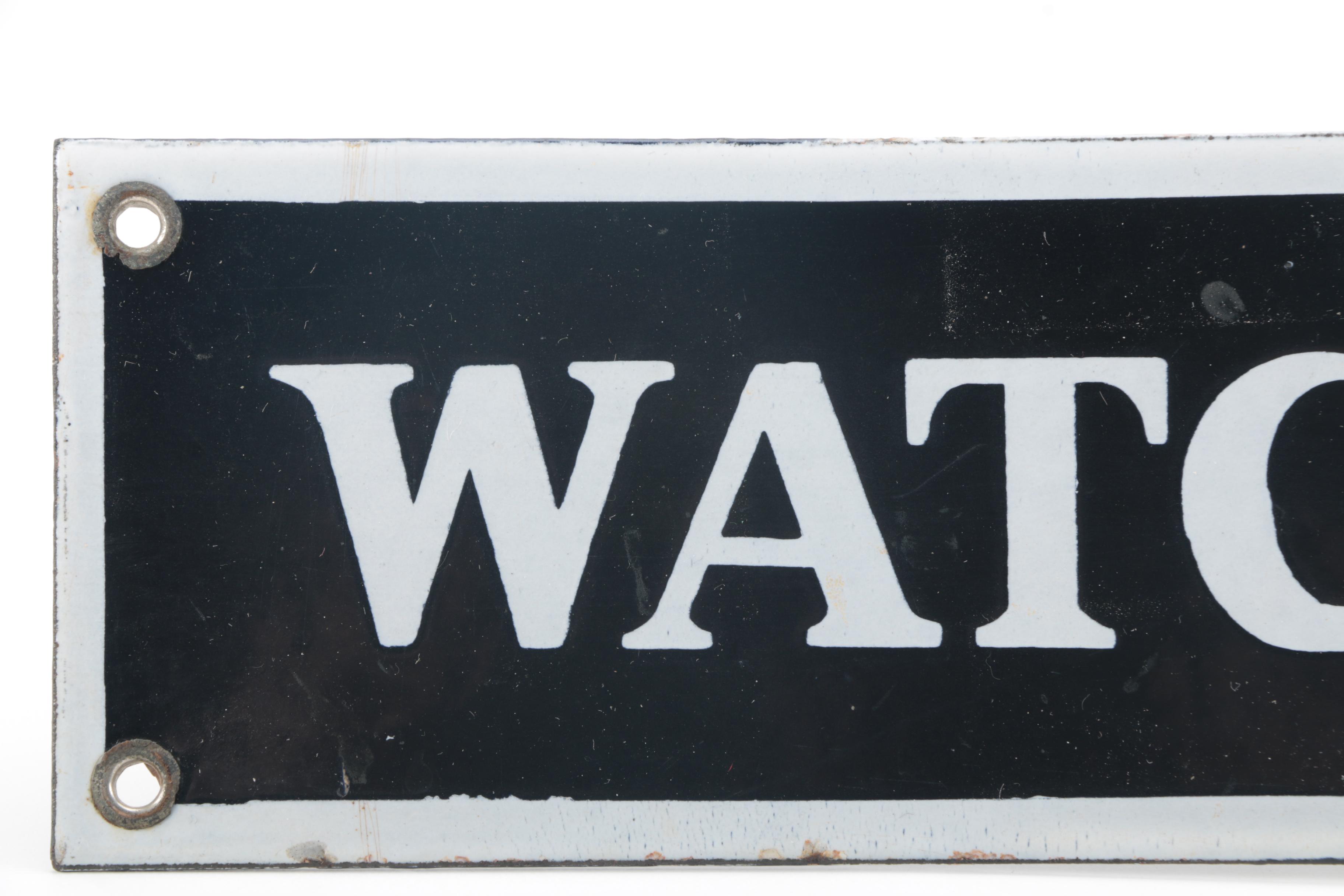 Vintage "Watch Your Step" Enameled Porcelain Sign