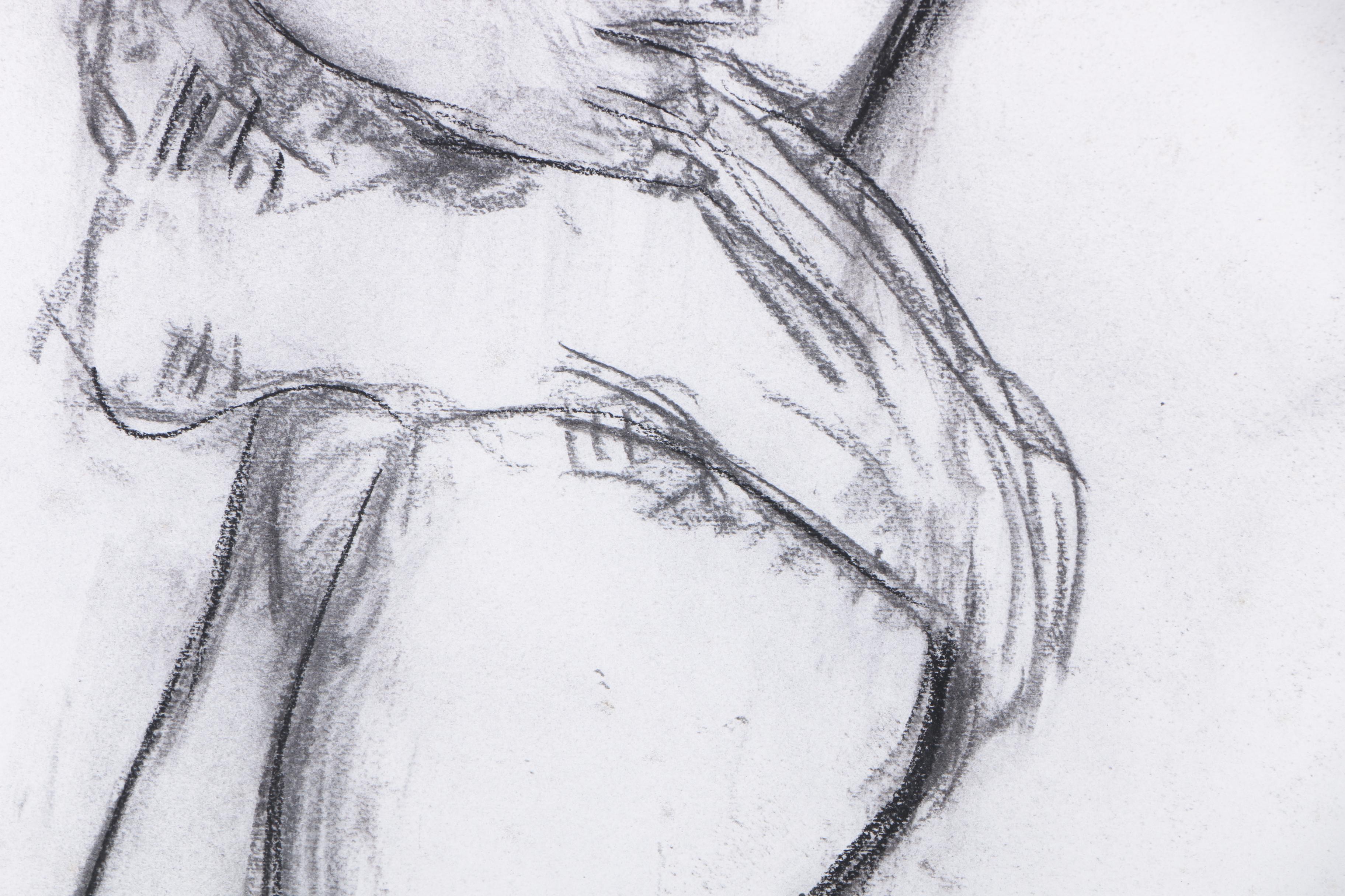 Late 20th-Century Charcoal Drawings of Female Nudes