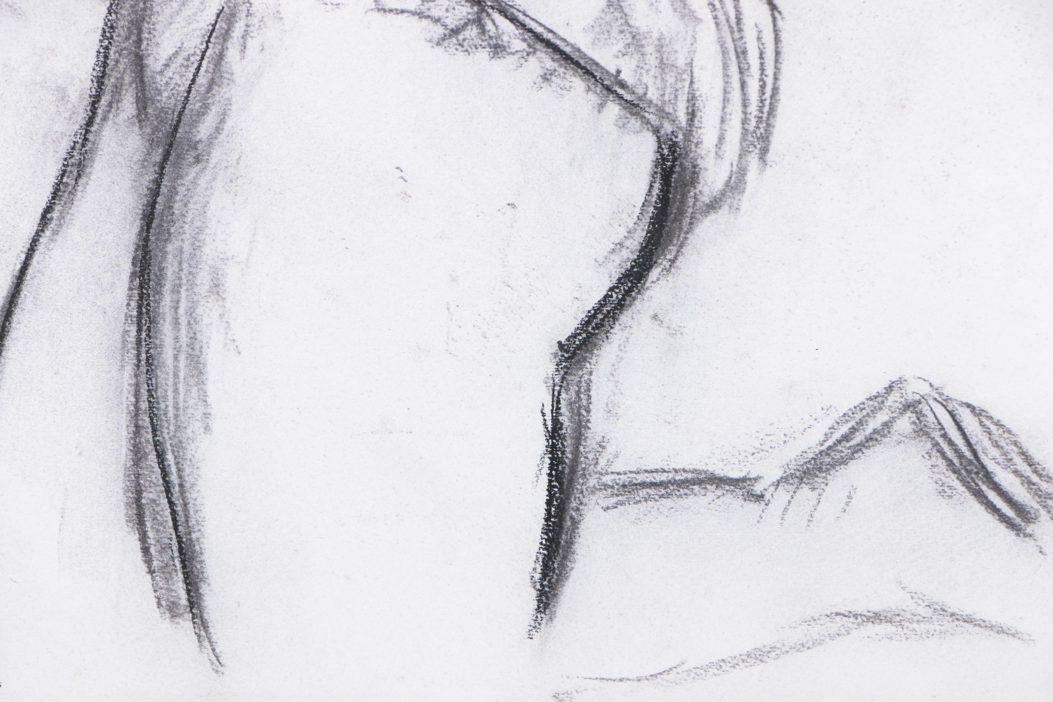Late 20th-Century Charcoal Drawings of Female Nudes