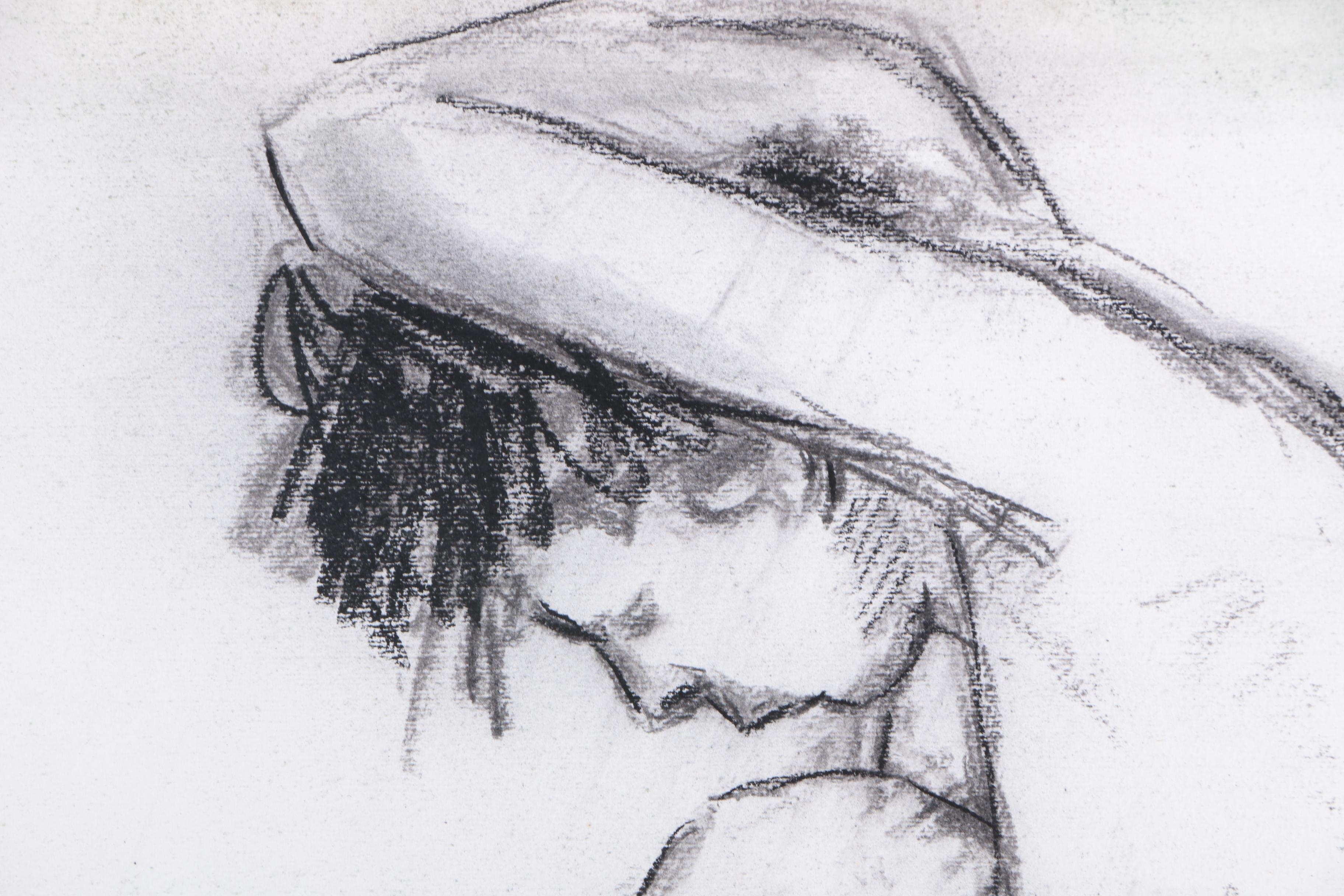 Late 20th-Century Charcoal Drawings of Female Nudes