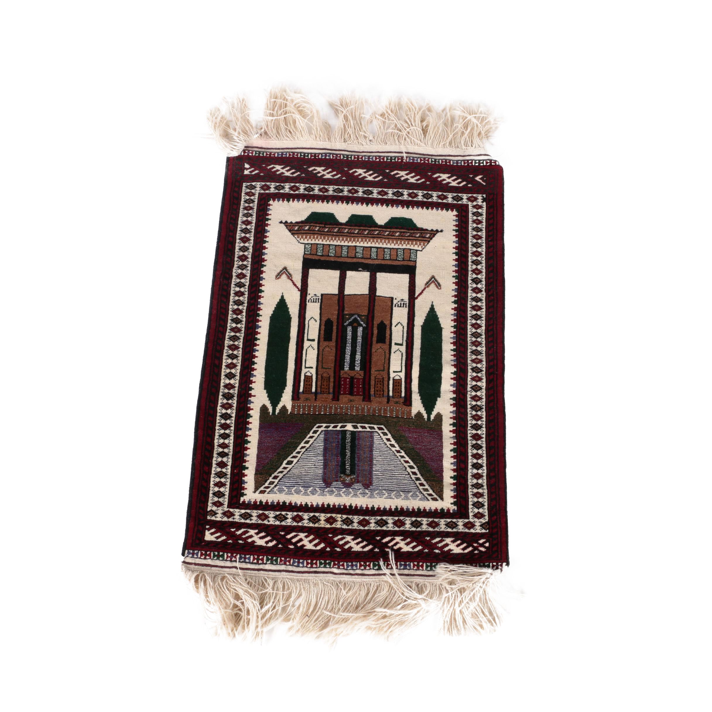 Hand-Knotted Turkmen Pictorial Accent Rug