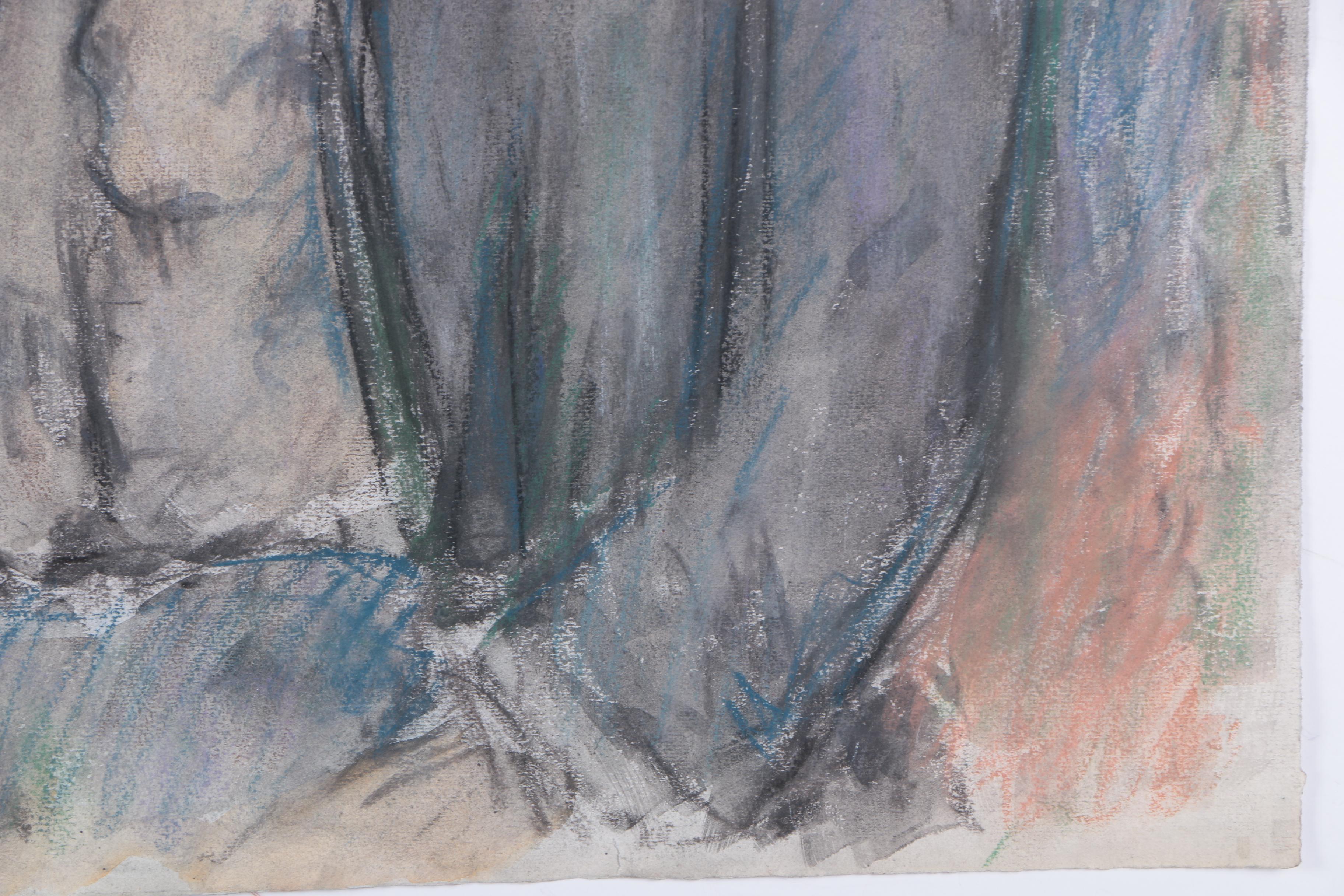 Watercolor and Pastel Portraits on Paper of Old Men