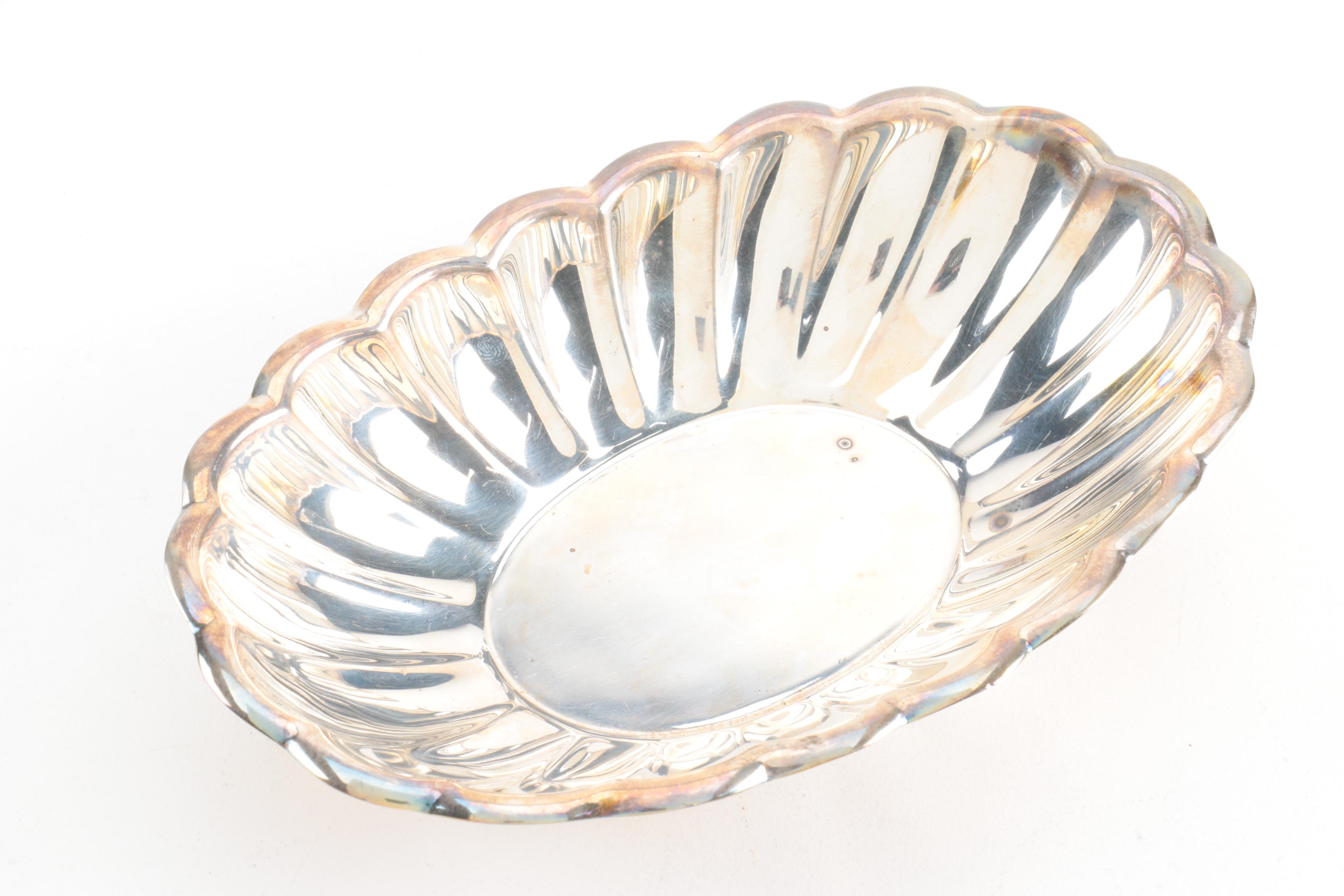 Reed & Barton Silver Plate and Enamel Paul Revere Style Bowl and Other Tableware