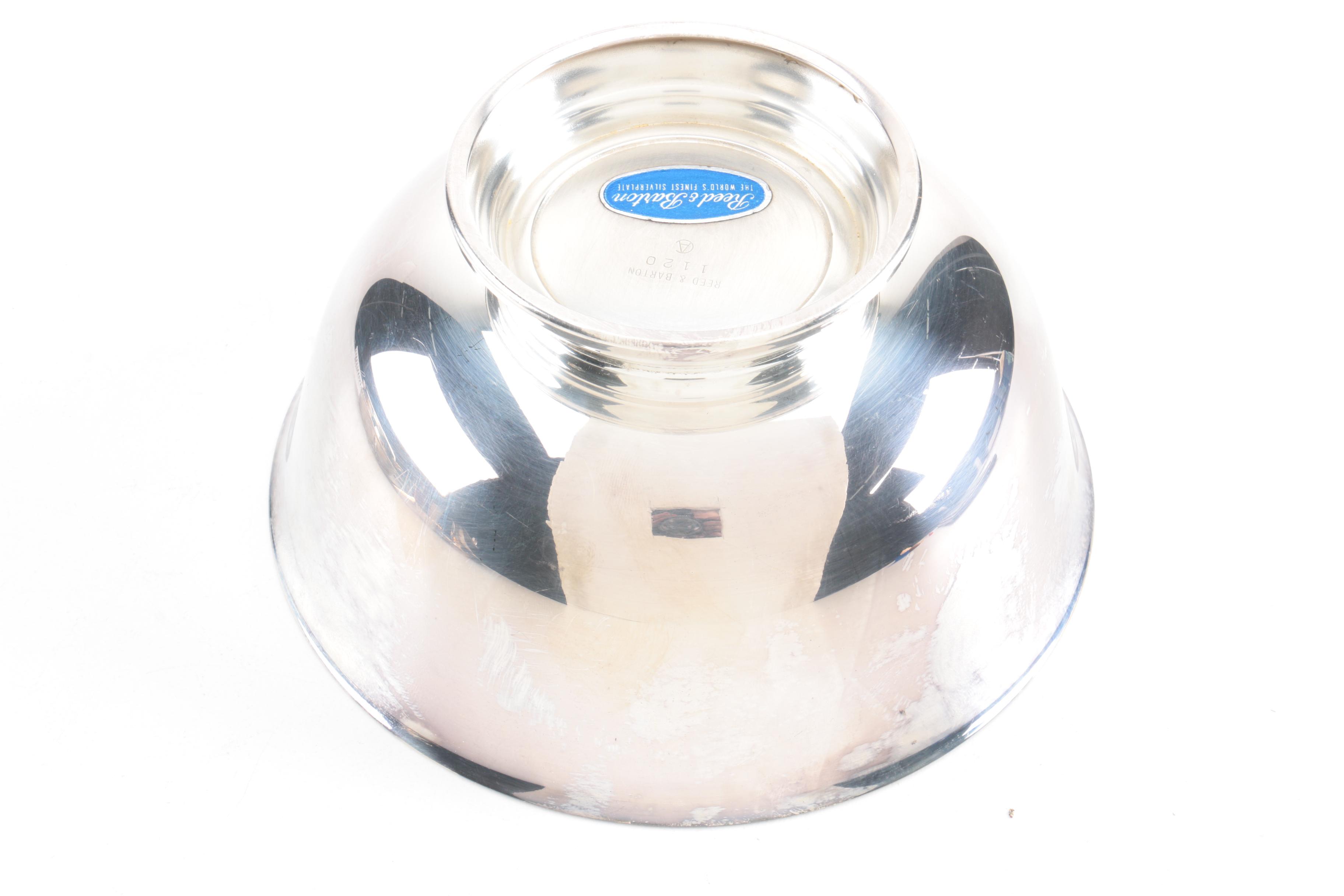 Reed & Barton Silver Plate and Enamel Paul Revere Style Bowl and Other Tableware