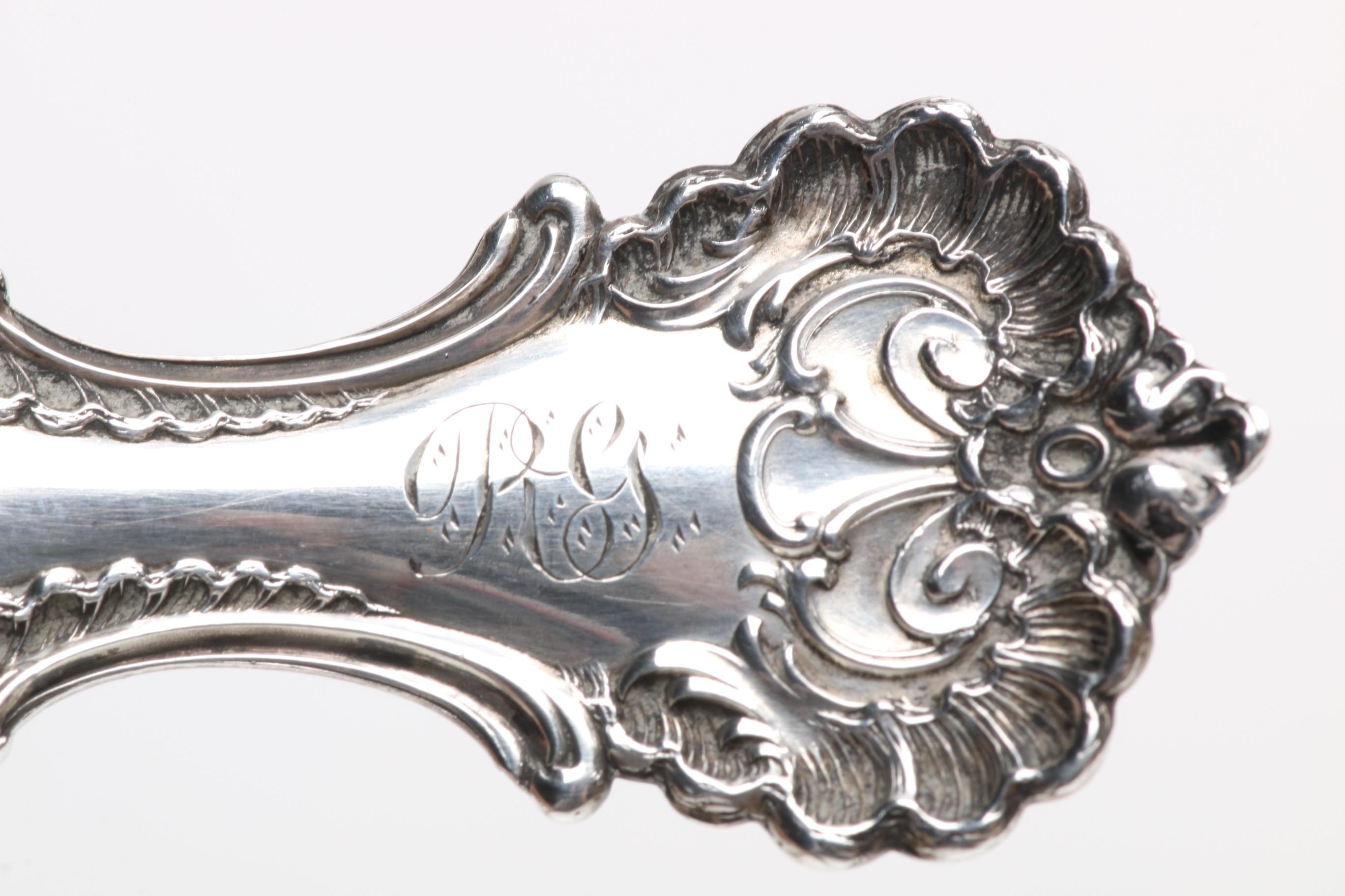 Whiting Mfg. Co. "Pompadour" Sterling Teaspoons with a Knowles Sterling Teaspoon