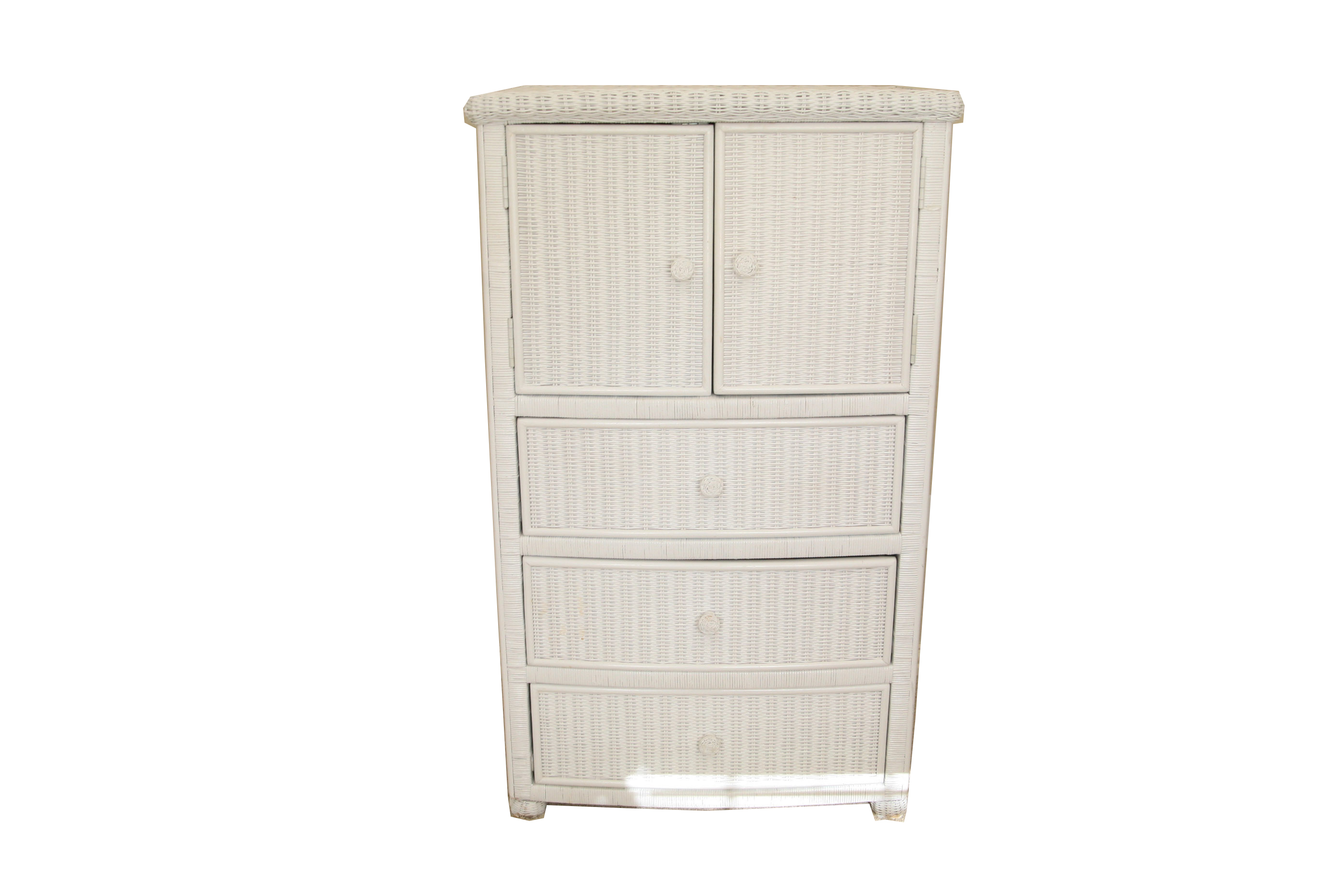 White Wicker Cabinet and Drawers