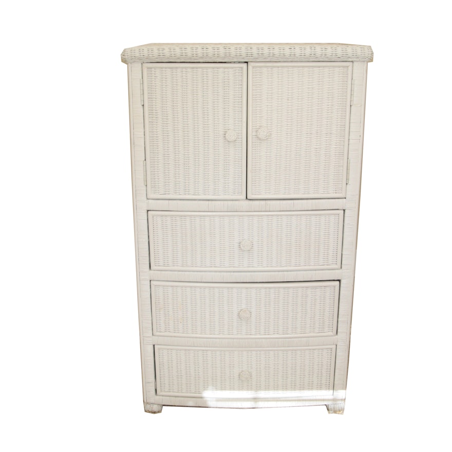 White Wicker Cabinet and Drawers