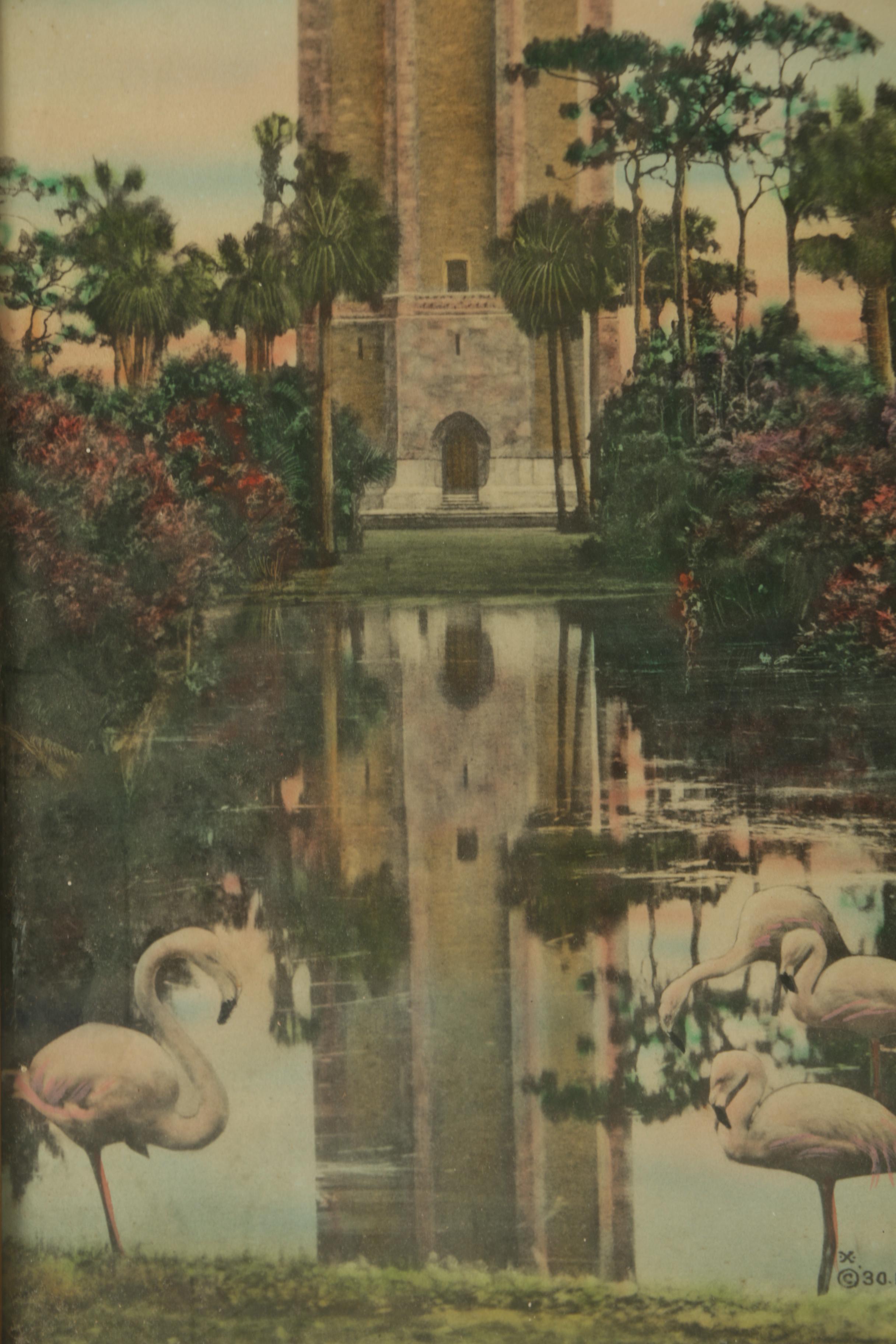 Watercolors Paintings and Hand-Colored Mezzograph of Landscapes