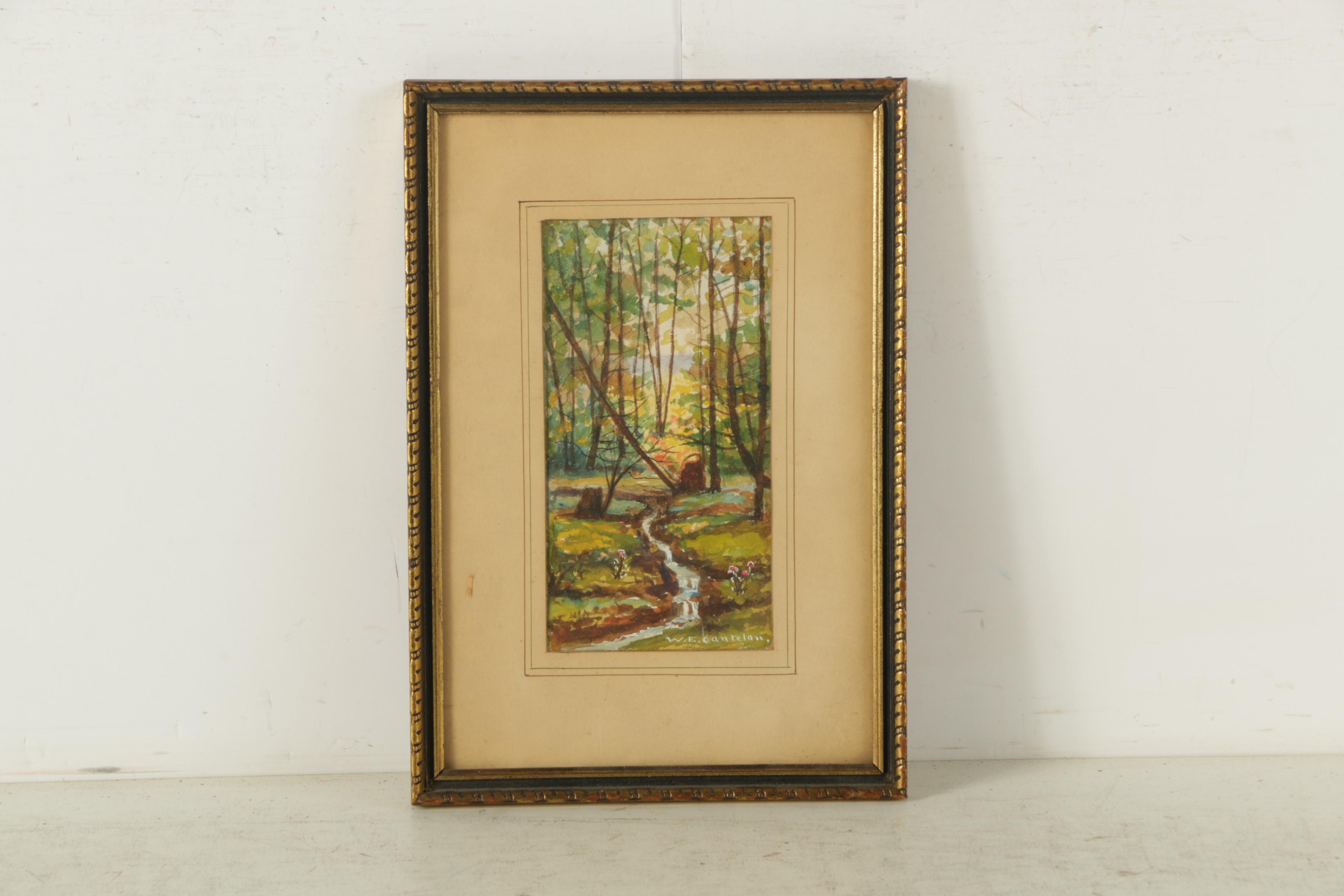 Watercolors Paintings and Hand-Colored Mezzograph of Landscapes