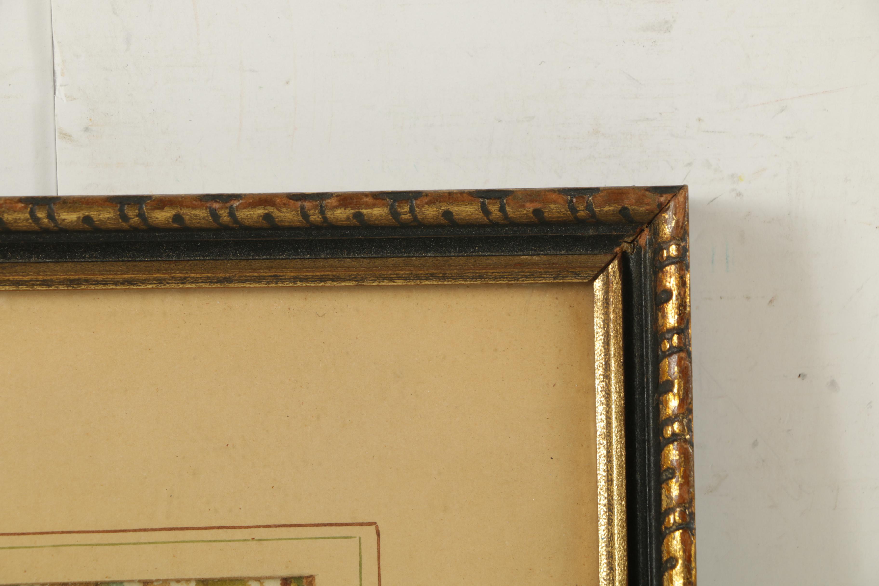 Watercolors Paintings and Hand-Colored Mezzograph of Landscapes