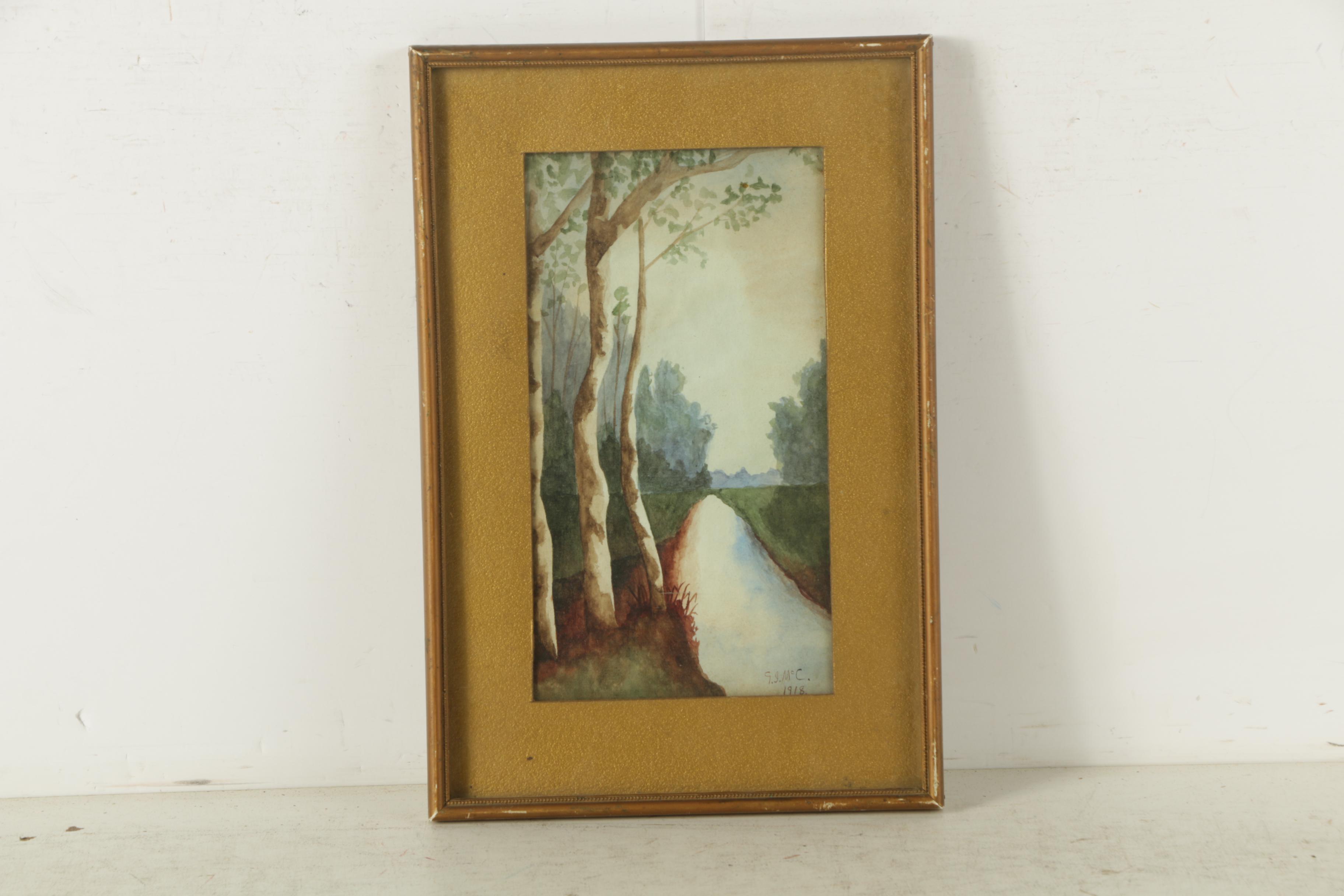 Watercolors Paintings and Hand-Colored Mezzograph of Landscapes