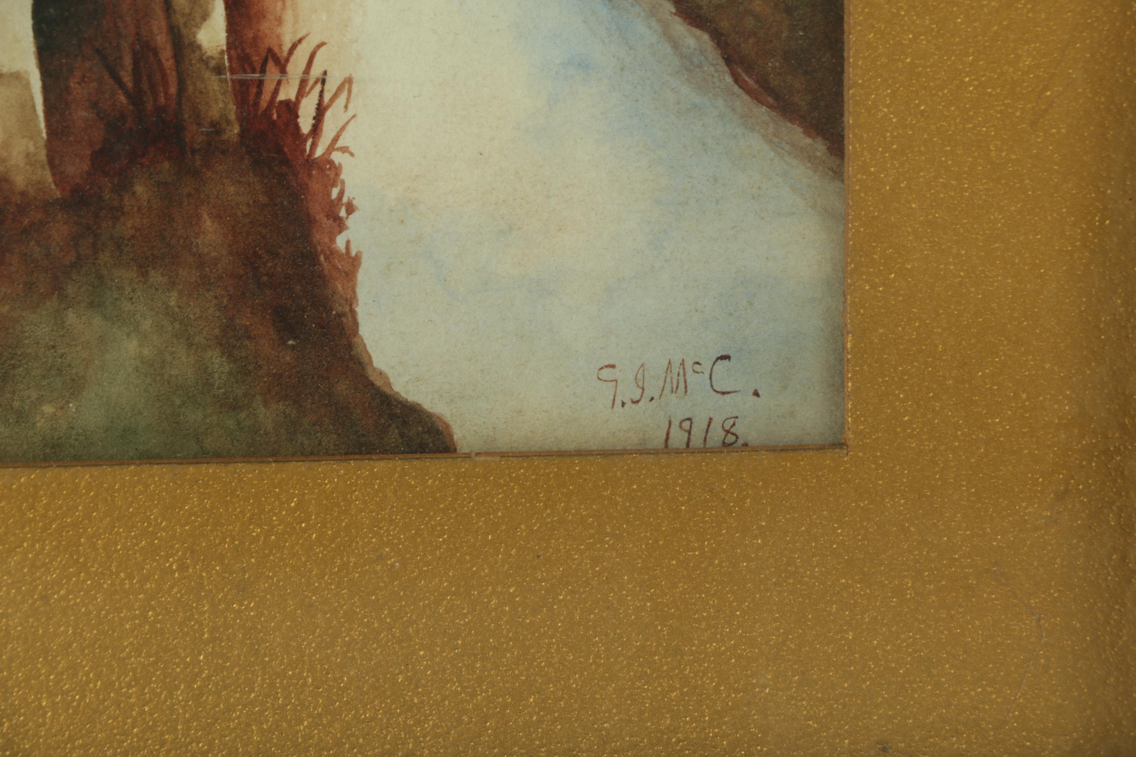 Watercolors Paintings and Hand-Colored Mezzograph of Landscapes