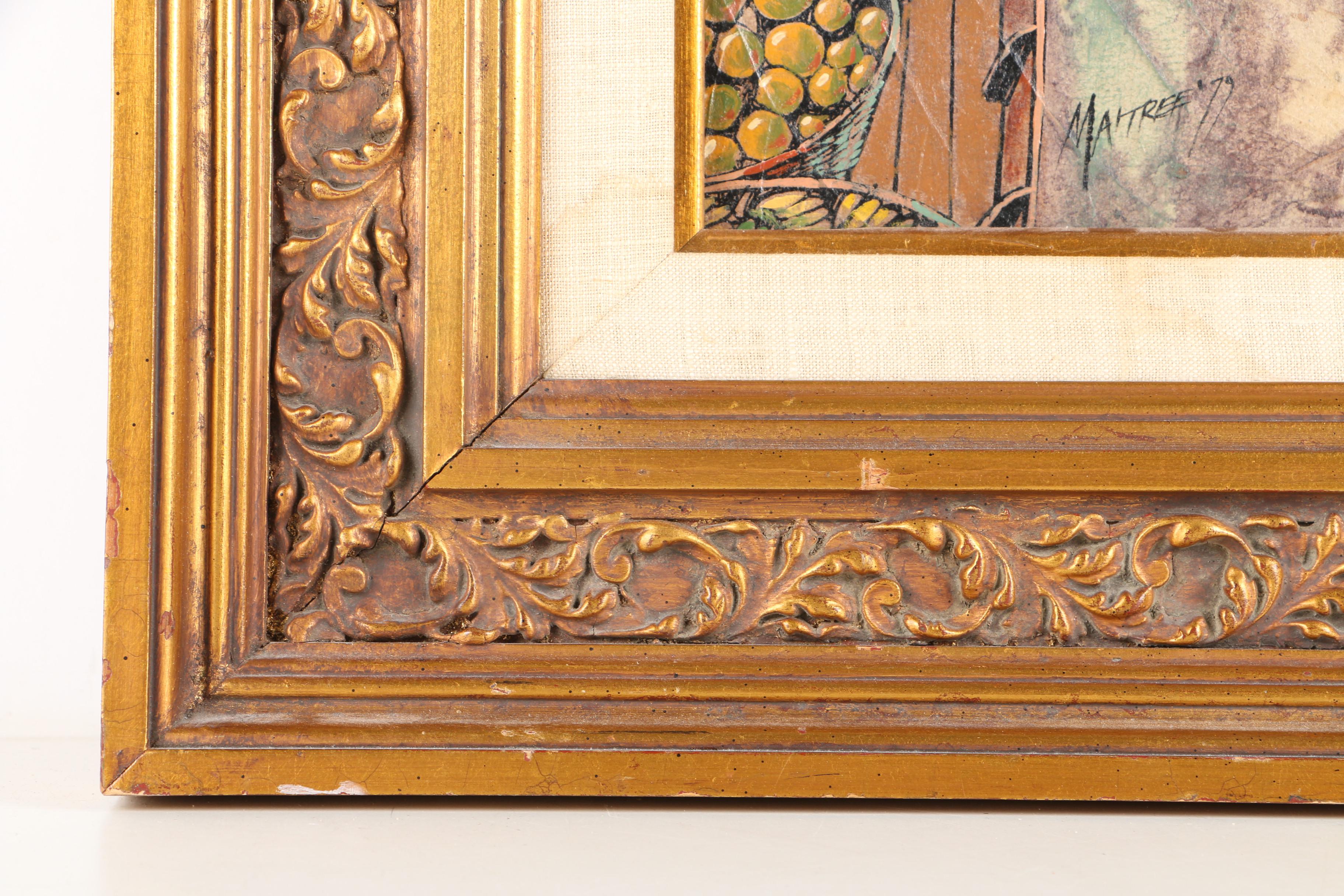 Maitree Juntaroopamai 1979 Oil Painting on Tobacco Leaves