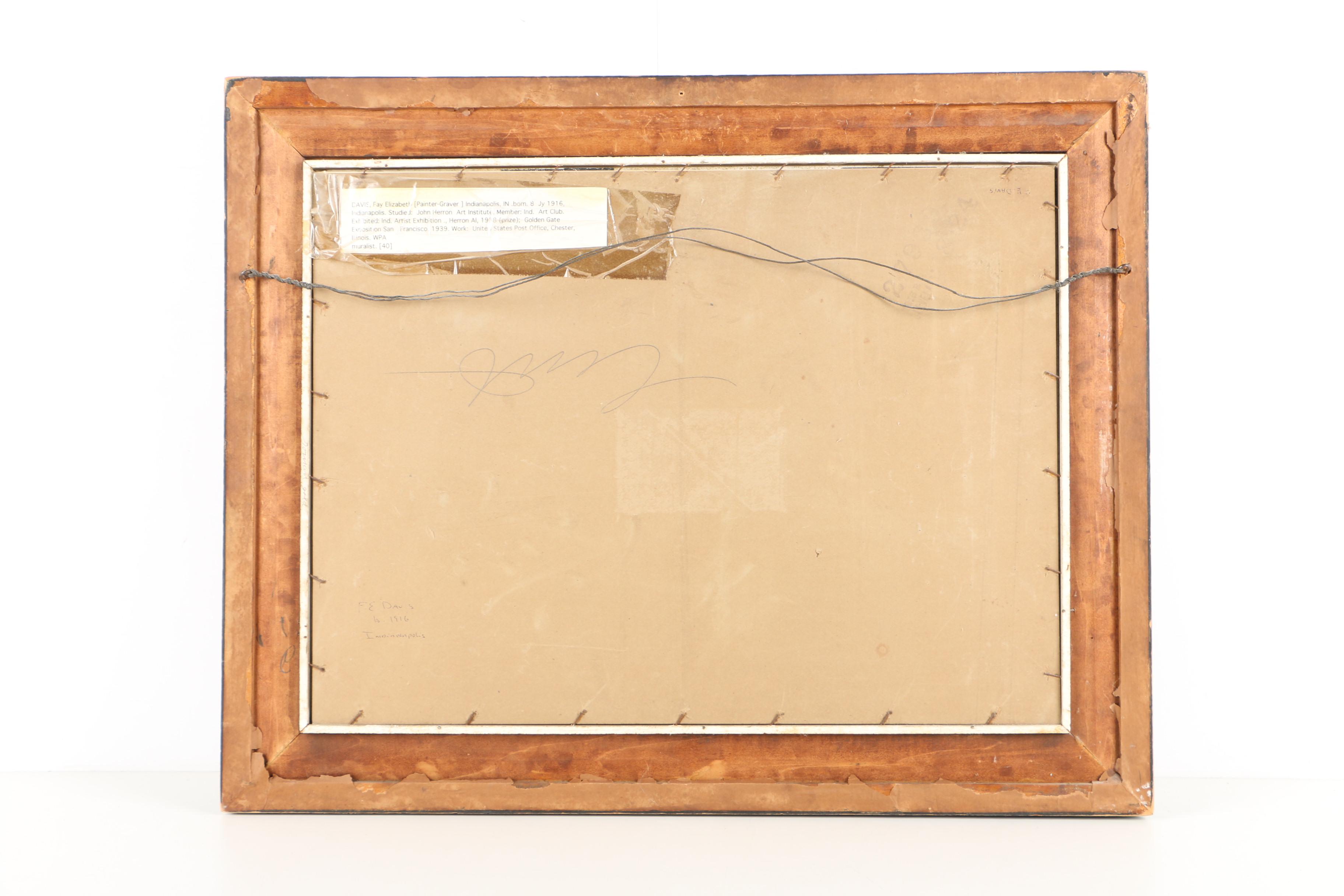 Fay Elizabeth Davis Watercolor Painting on Paper of Lavish Interior Scene