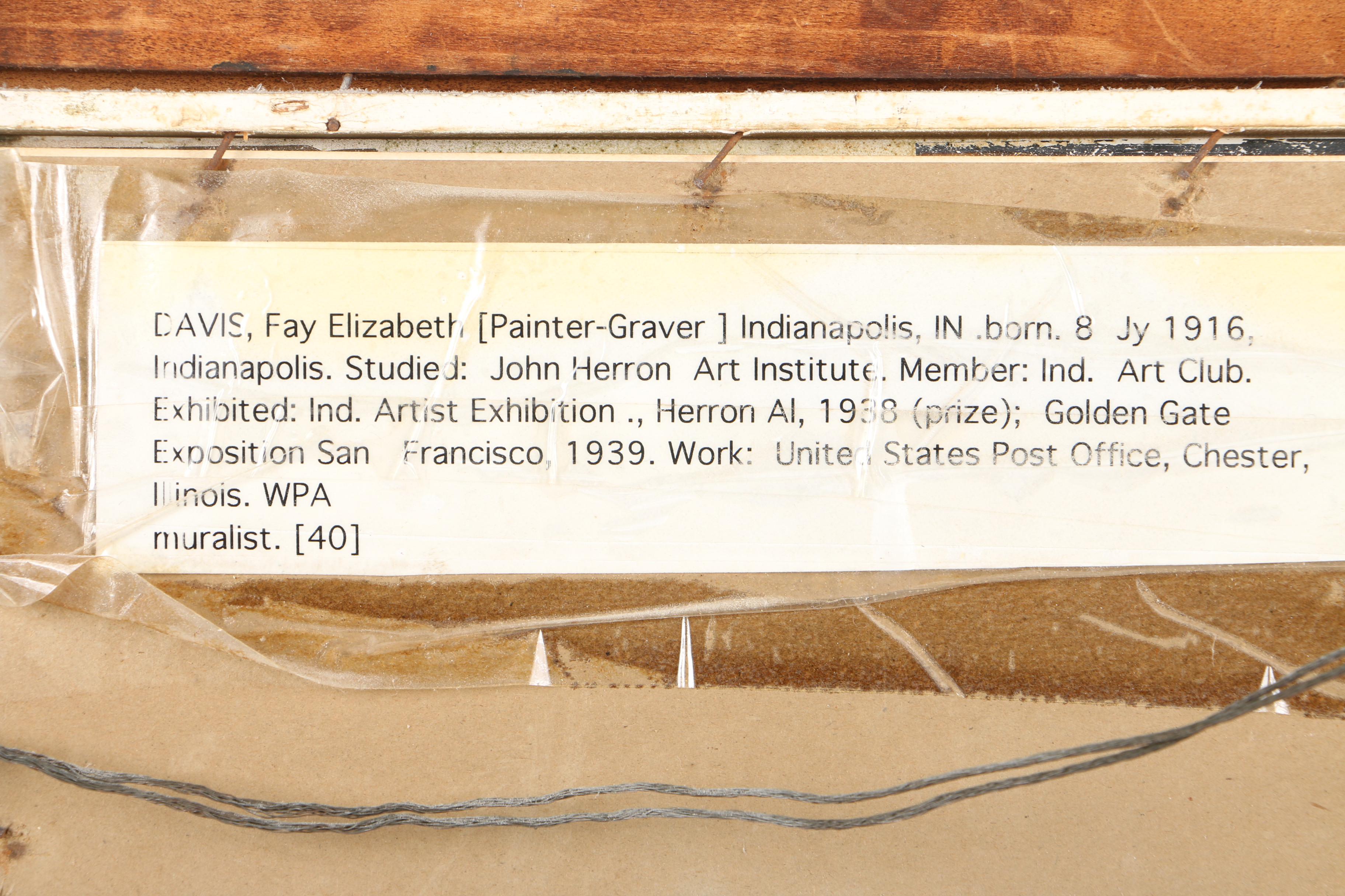 Fay Elizabeth Davis Watercolor Painting on Paper of Lavish Interior Scene