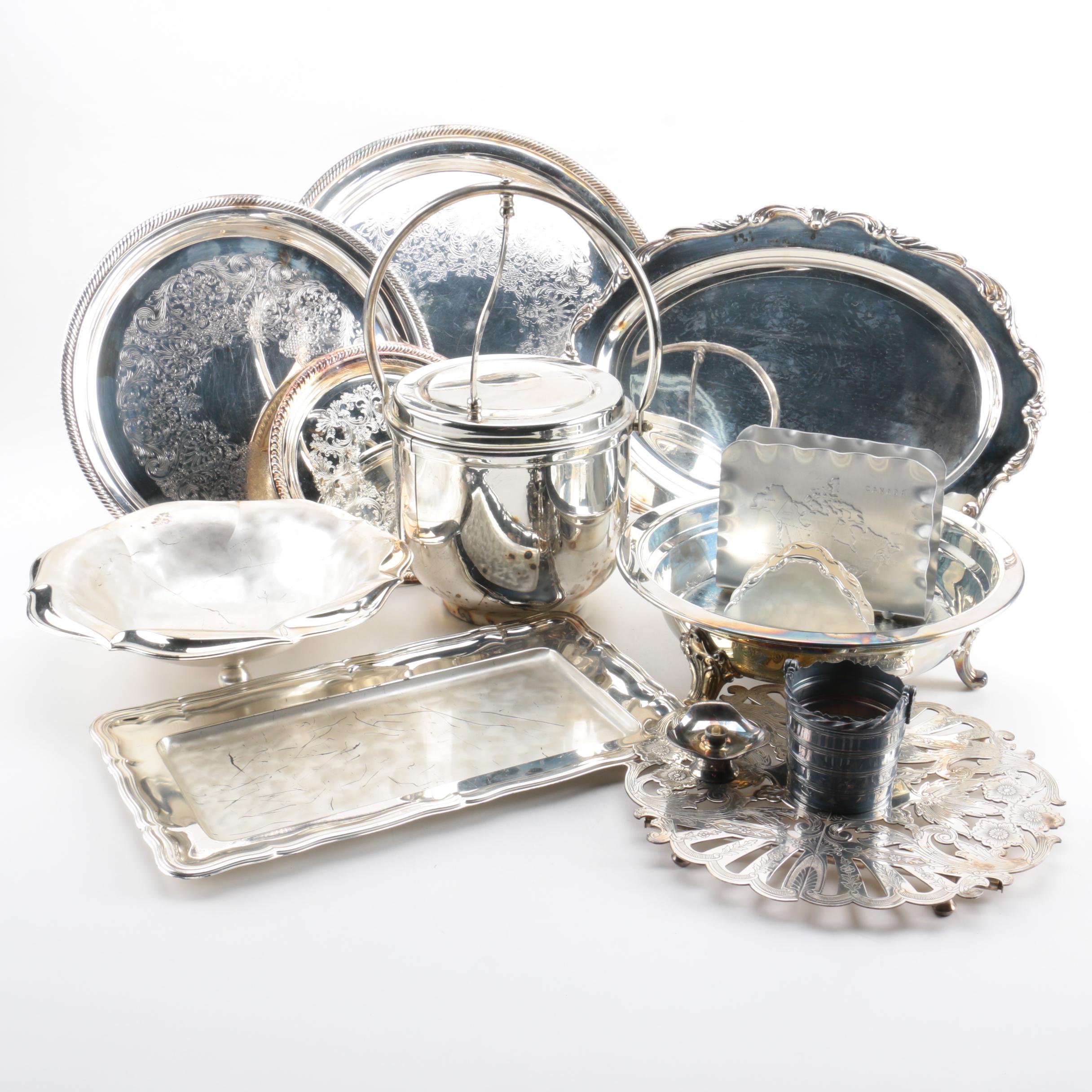 International Silver Co. "Castleton" Trays and Other Silver Plate Severware