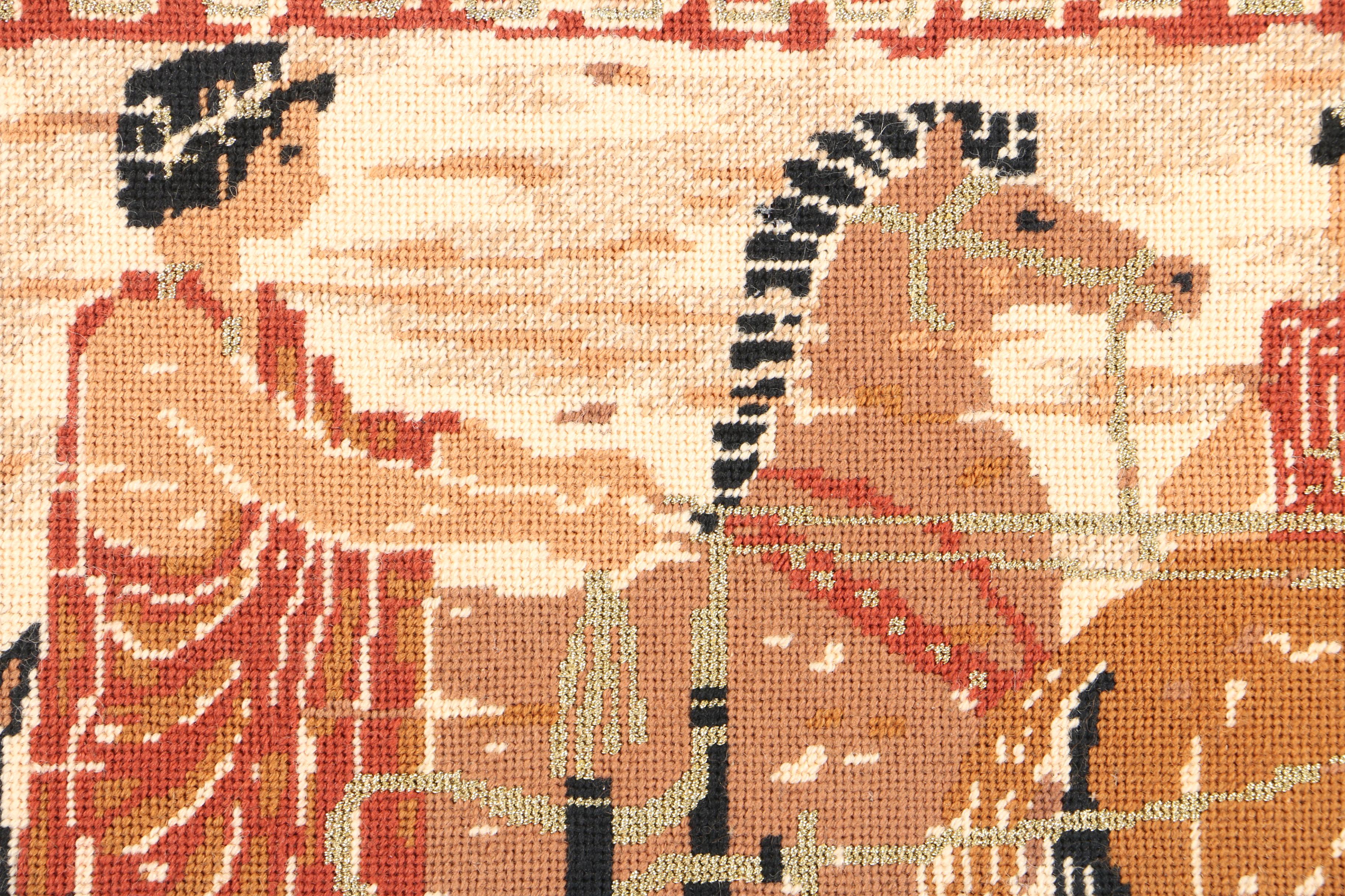 Needlepoint of Greco-Roman Style Chariot, Figures, and Horses