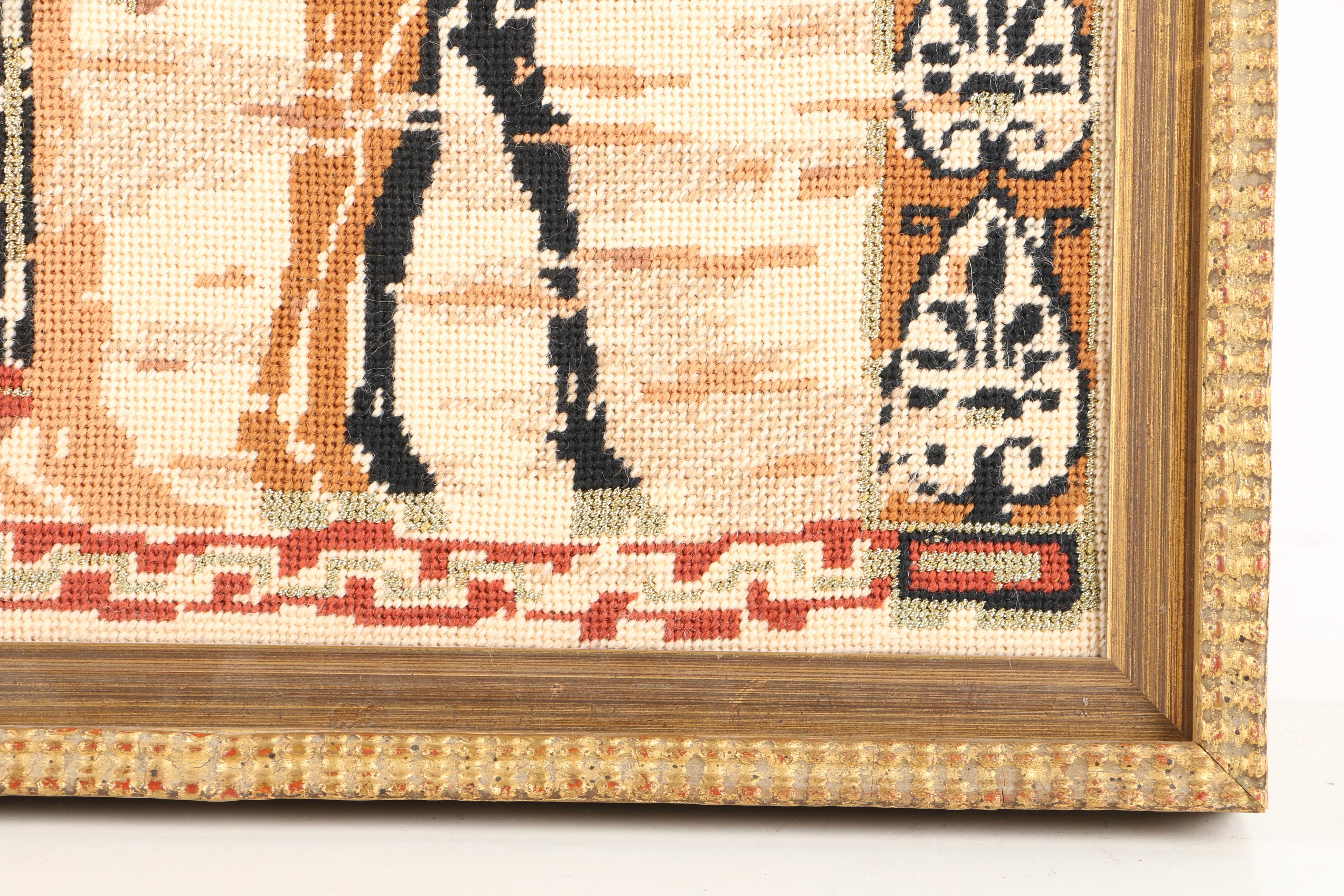 Needlepoint of Greco-Roman Style Chariot, Figures, and Horses