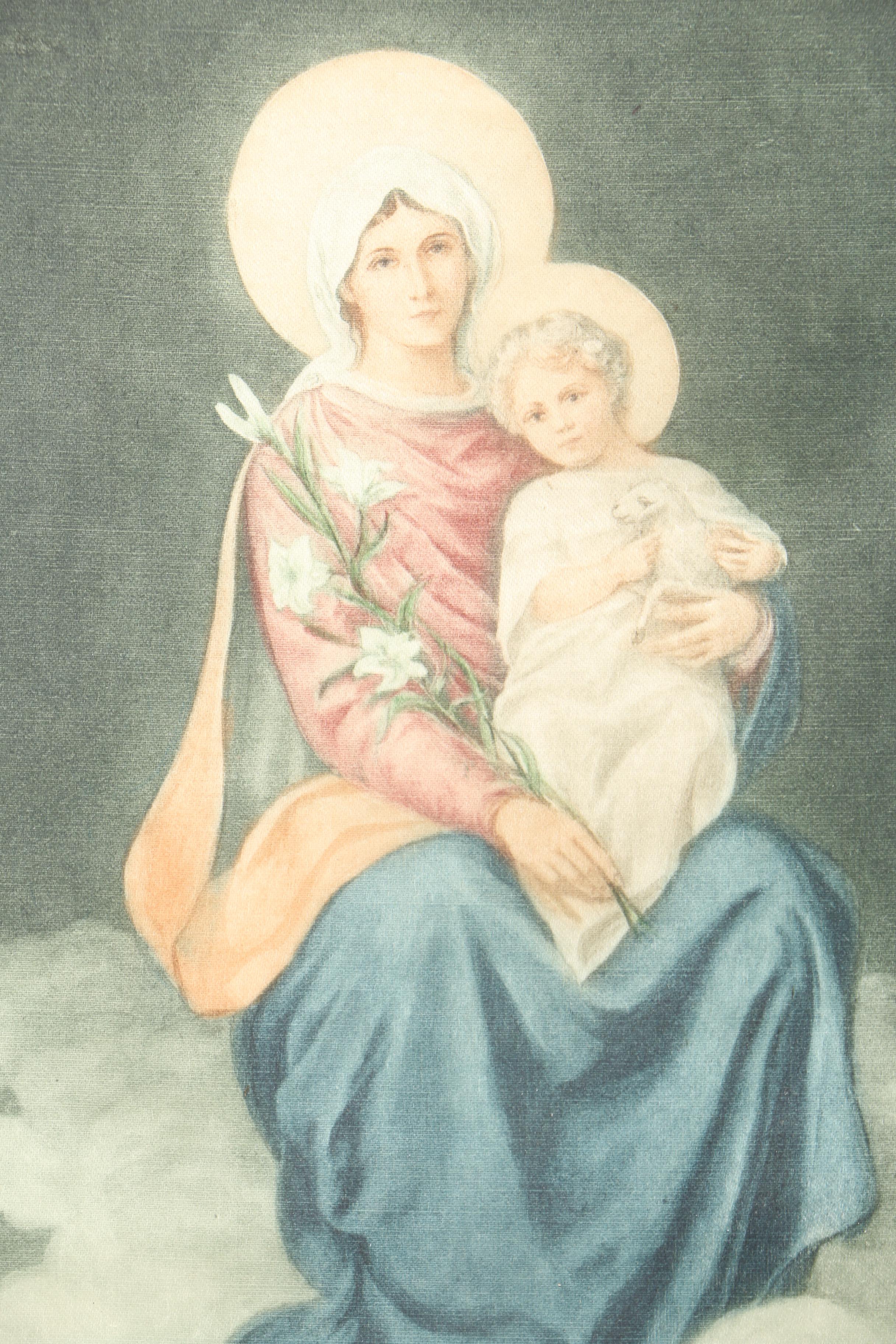 Signed Watercolor on Fabric "Madonna Ella Alpha"