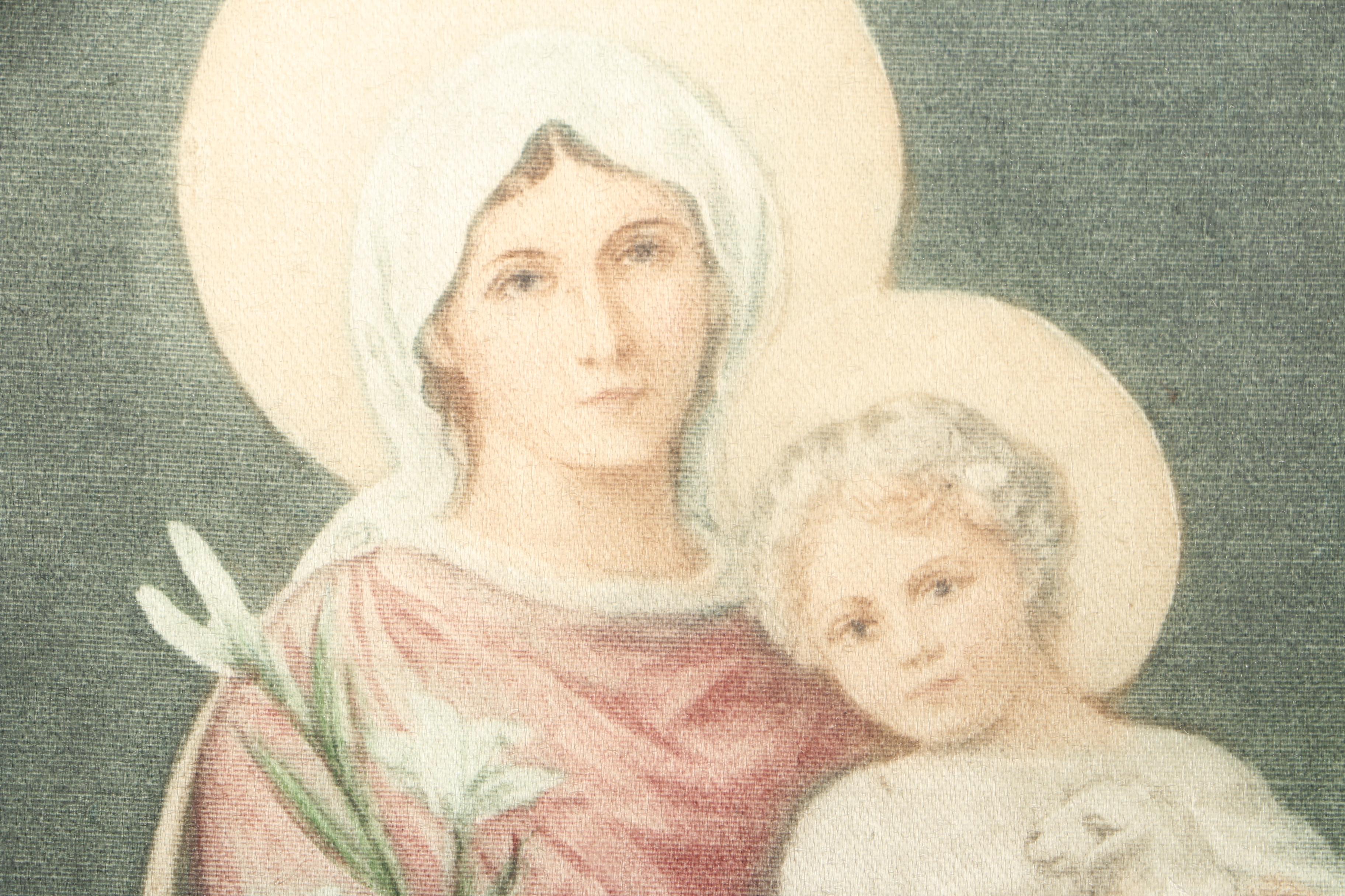 Signed Watercolor on Fabric "Madonna Ella Alpha"