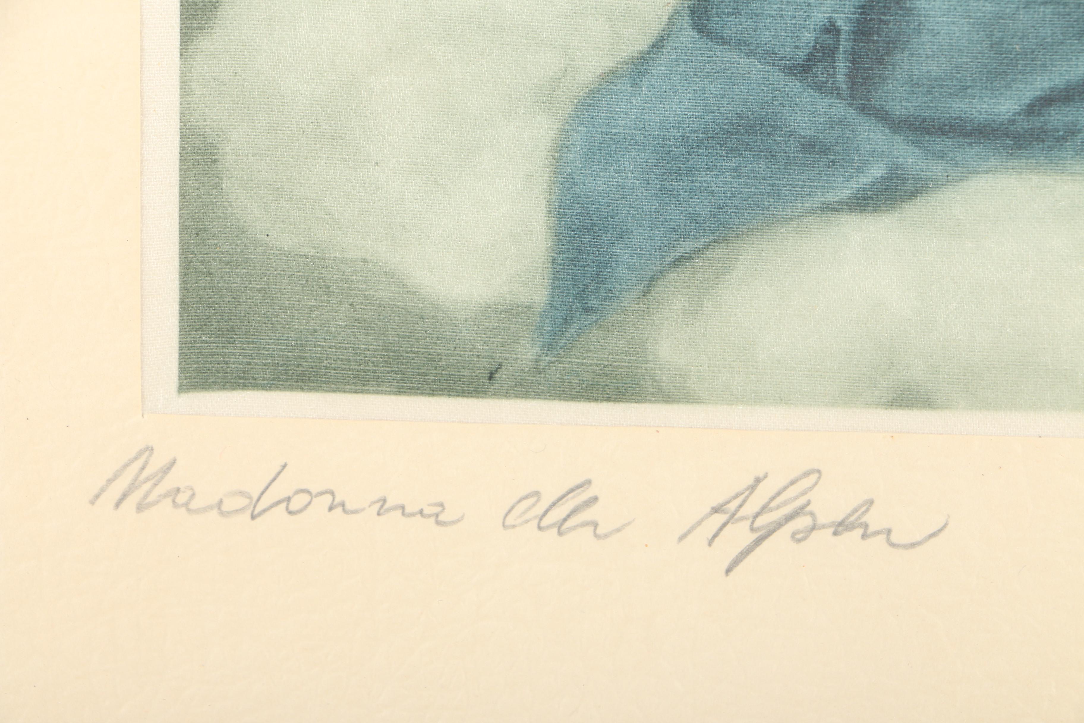 Signed Watercolor on Fabric "Madonna Ella Alpha"